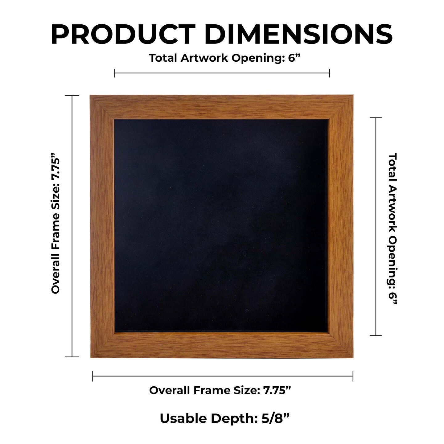 Warm Honey Brown Wood Shadow Box Frame with Acrylic Front - Black Suede Backing, 30 Sizes