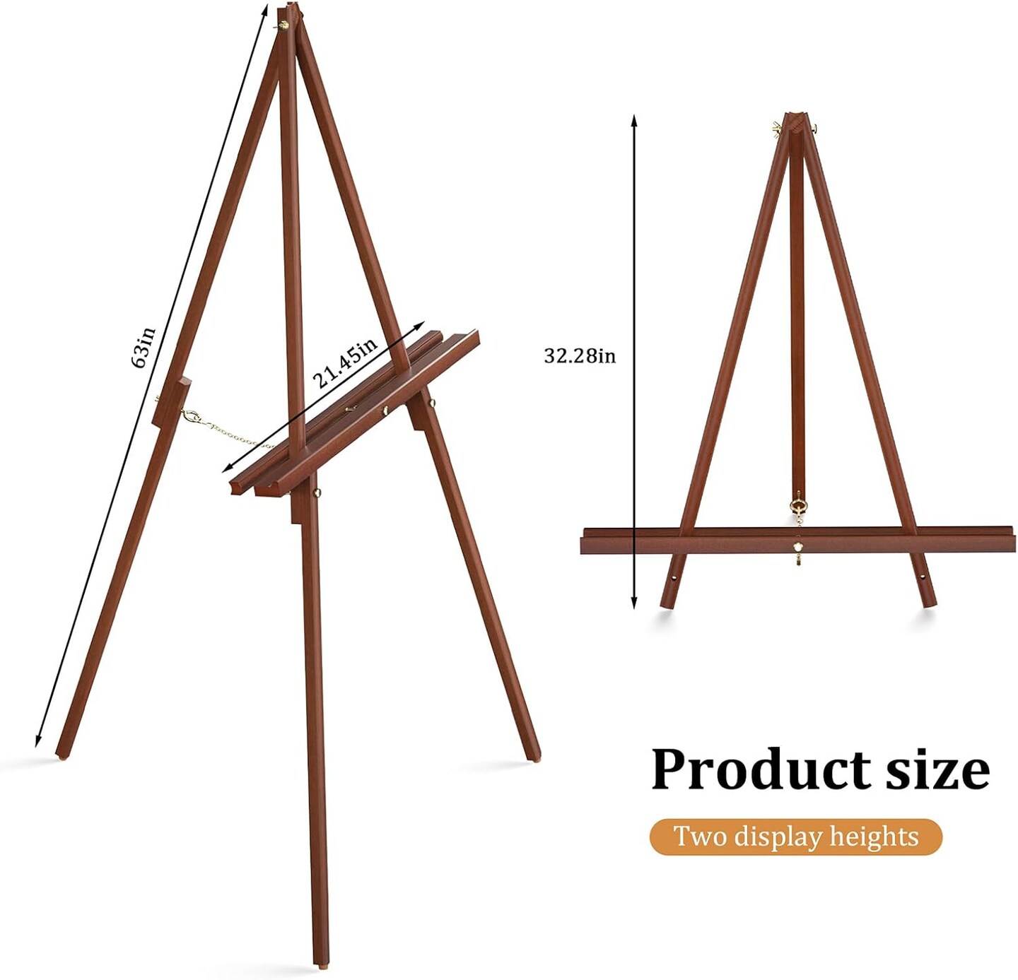 Wooden Easel Stand, 63&#x22; Portable Tripod Artist Easel, Ideal for Painting, Wedding, and Drawing (1 Pack)
