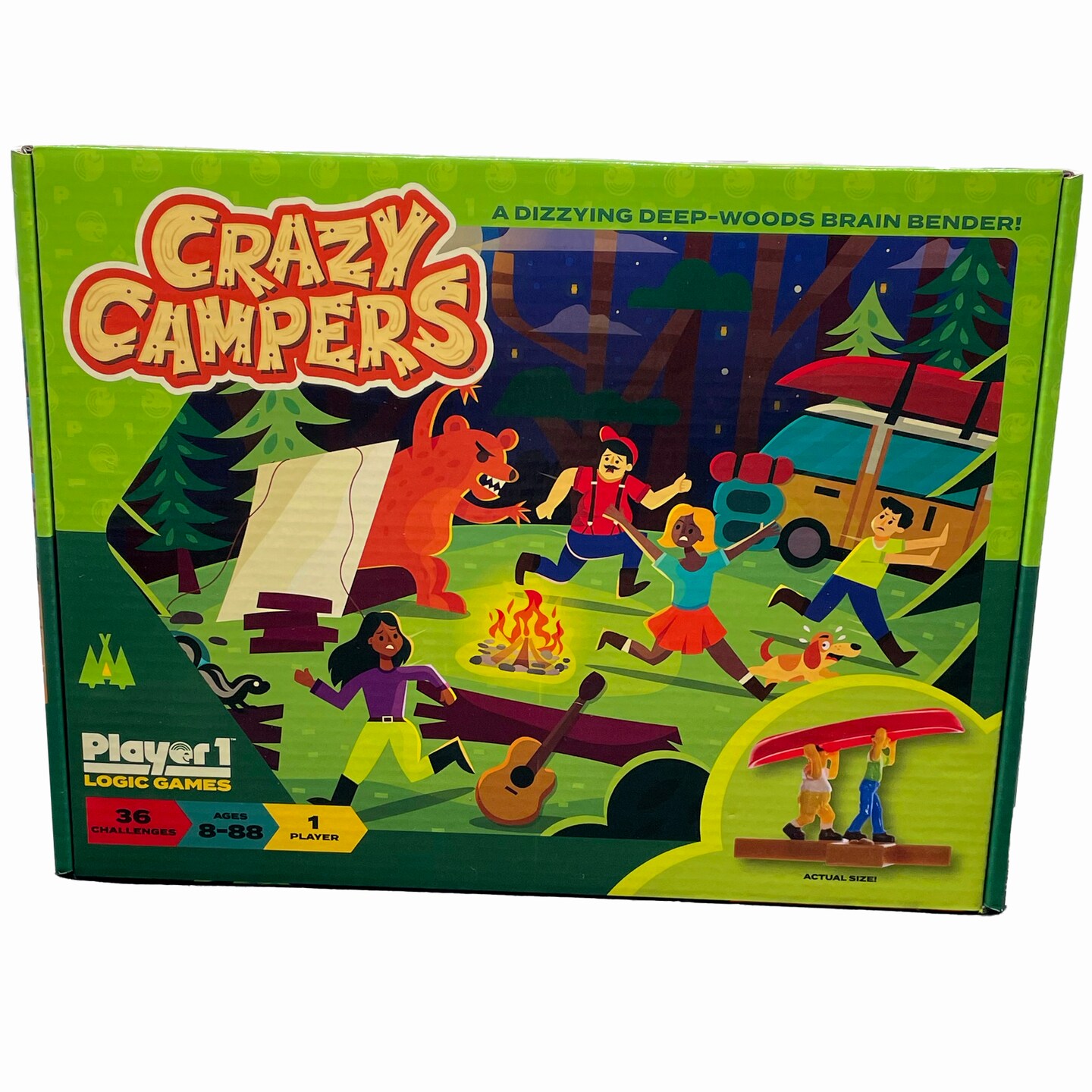 Crazy Campers Logic Puzzle Game &#x2013; 36 Single-Player Challenges, Kids &#x26; Adults, Difficulty Easy to Expert, Travel-Friendly, Brain-Building Fun, Ages 8+