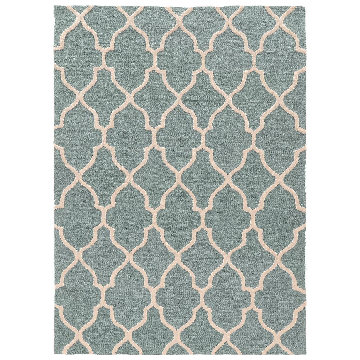 Trio Geo Turquoise Area Rug 5X7 Transitional Contemporary Design