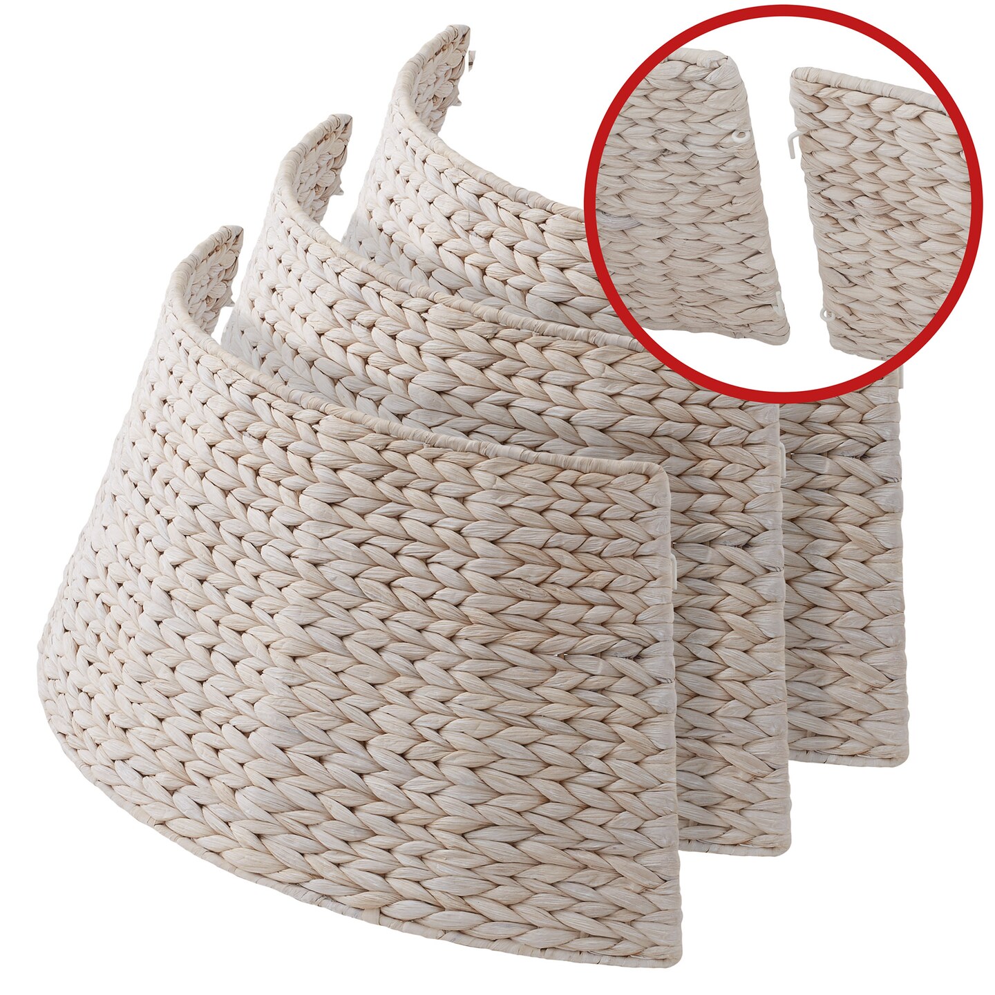 Casafield Christmas Tree Collar, Woven Water Hyacinth Tree Base Cover with Cord Cut Out