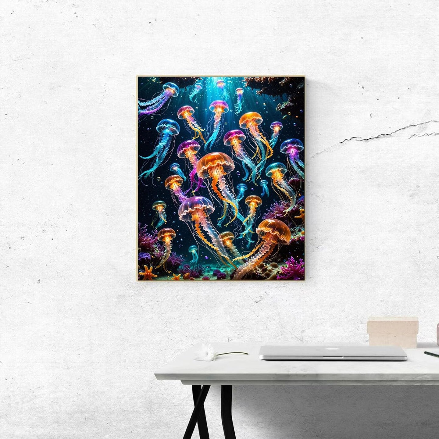 Paint By Numbers Kit For Adults Beginner, Colourful Jellyfish Adult Paint By Number Kits On Canvas Ocean Animal Adults&#x27; Paint-By-Number Kits Diy Oil Painting Kits For Gift Home Wall Decor 16x20 Inch