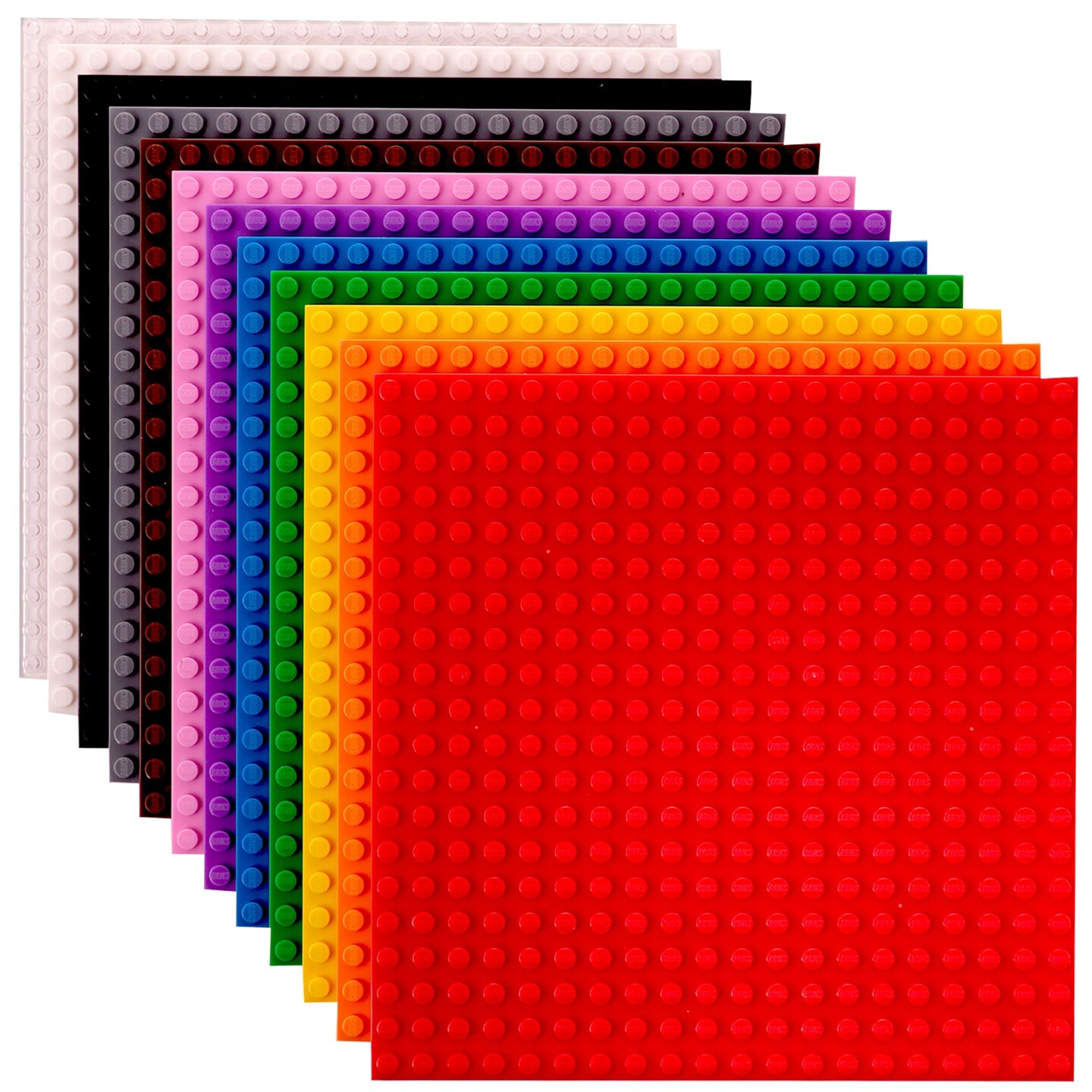 Strictly Briks Stackable Baseplates - 12 Pack Compatible with Lego & All Major Building Brick Brands, 6 x 6 in, Stackable Top & Bottom Sides with 20 x 20 Stud, Kids Easter Gift, Rainbow