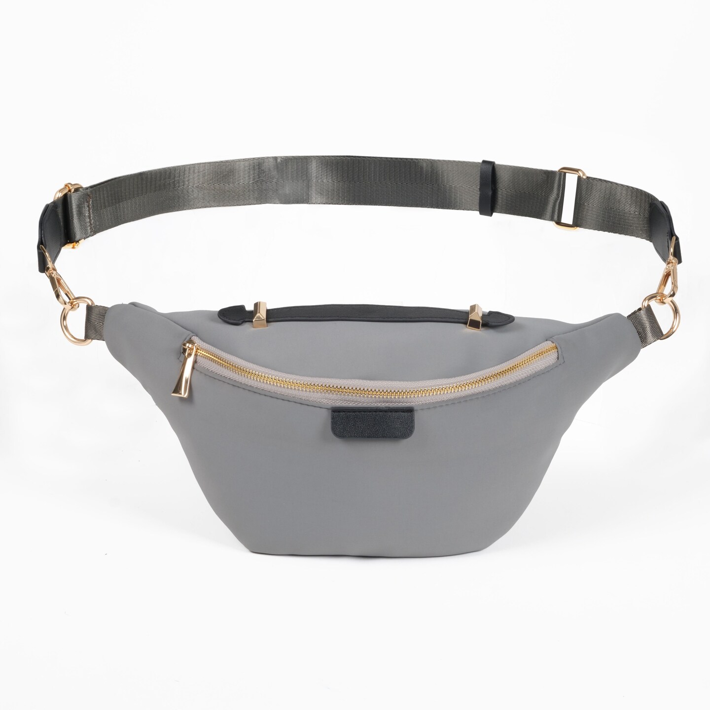 Gray Oversized Fanny Pack, Plus Size Crossbody Bag with Adjustable Belt Straps, Fits 42-54 Inch Waist