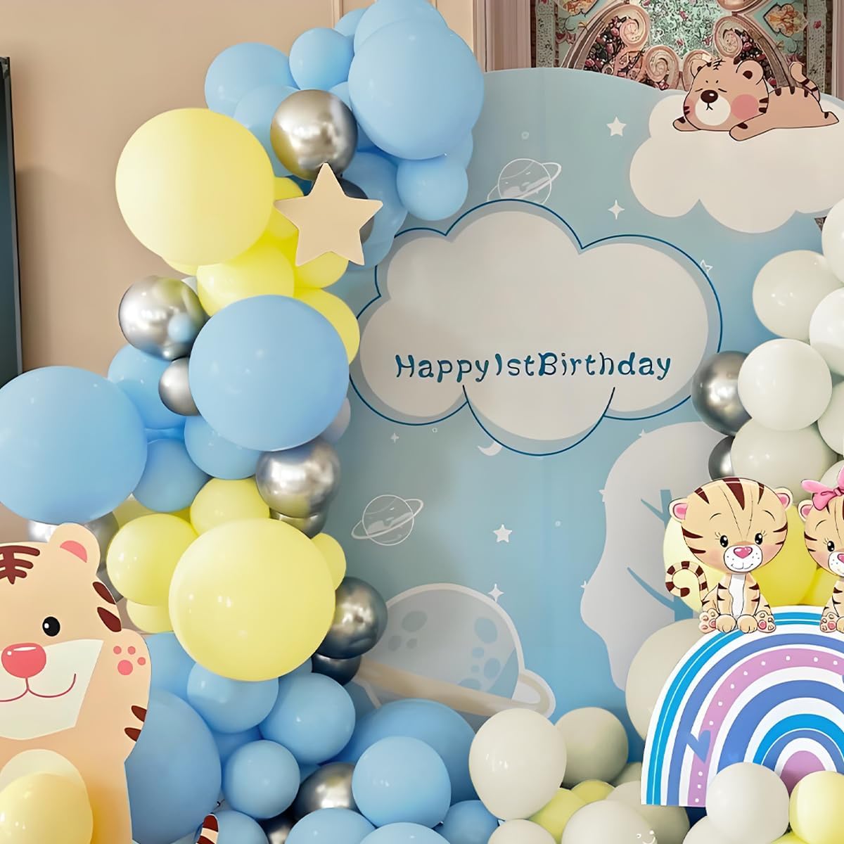 160Pcs Latex Balloons Pastel Yellow Blue White Balloon Garland Arch Kit