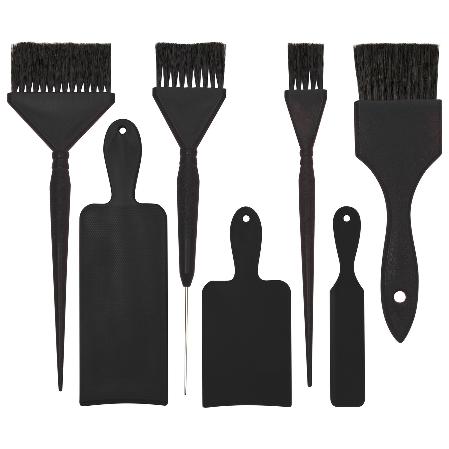 7 Piece Balayage Kit with Highlighting Board and Hair Dye Brushes in 3 Sizes for Women and Girls, Hair Stylist Professional Color Brushes, Hair Tinting and Coloring Kit (Black)