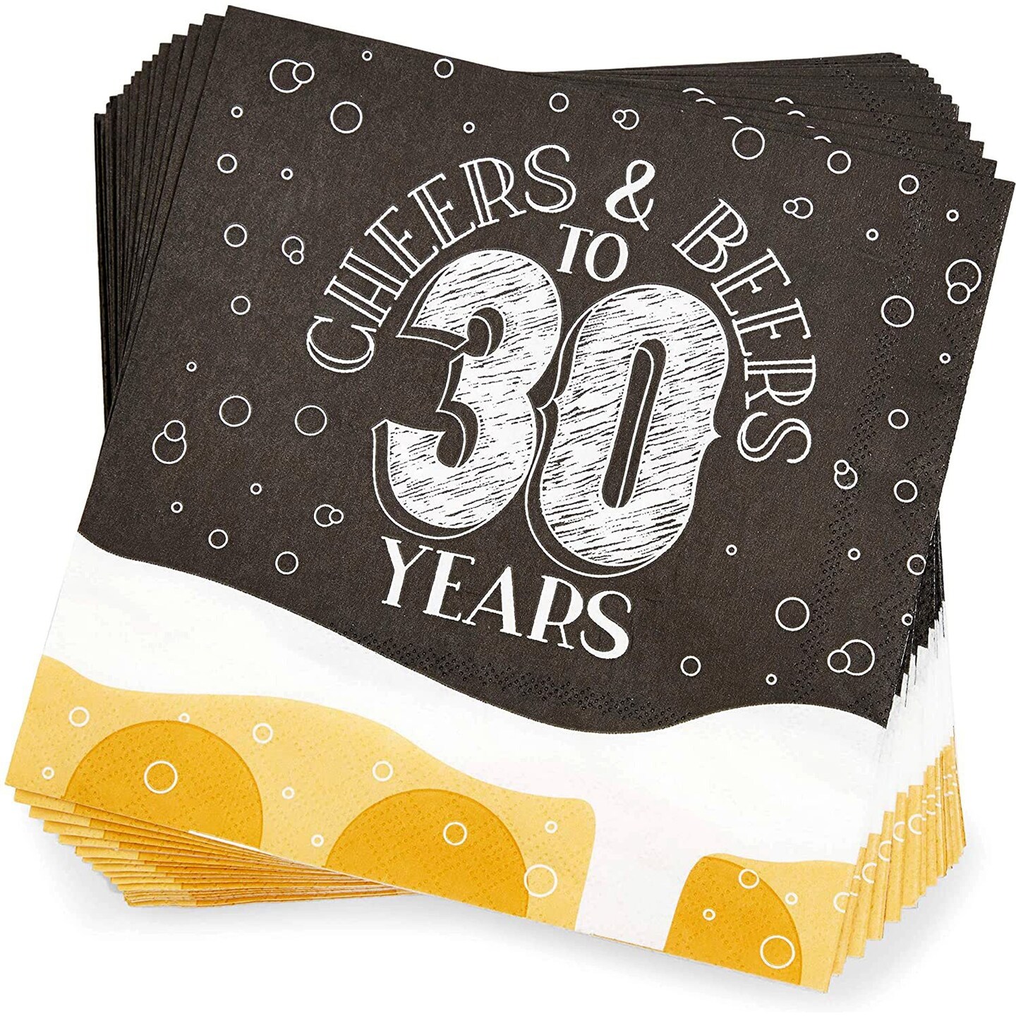 168-Piece Cheers and Beers to 30 Years Party Decorations, 30th Birthday Plates, Napkins, Cups, Cutlery Set (Serves 24)