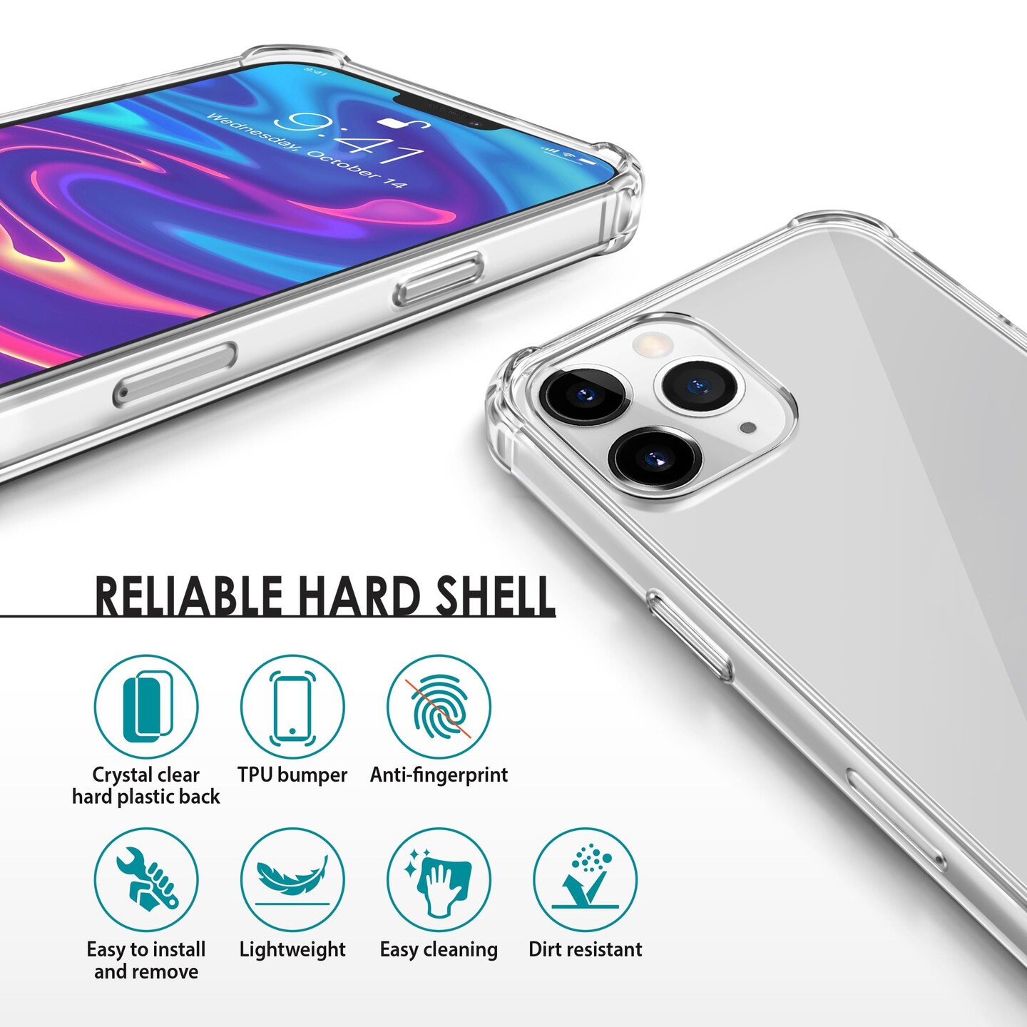 Crystal Clear Case For iPhone 12 Pro Max (6.7 inch), Shockproof TPU Bumper Shock-Absorbing Corners Protective Transparent Cover, by Insten