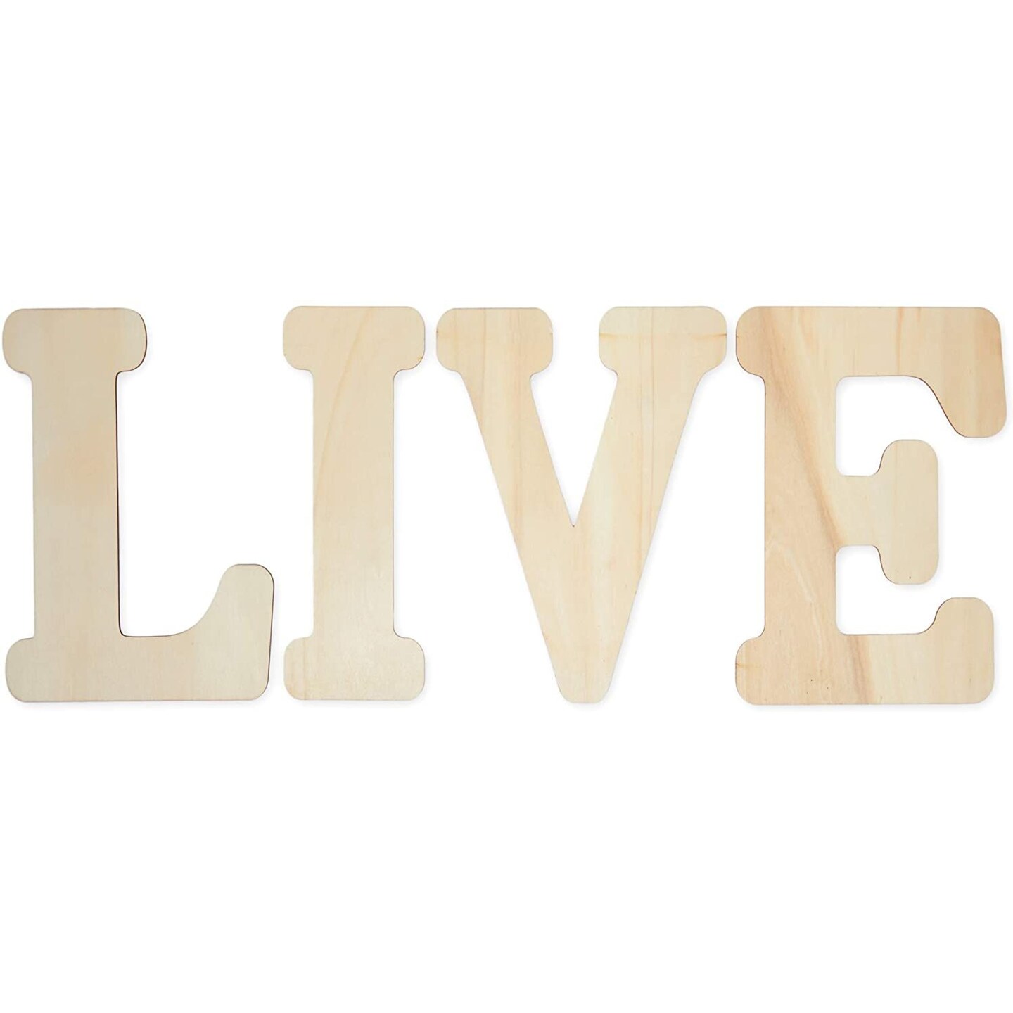 &#x22;Live&#x22; Unfinished Wood Cutouts, Wooden Letters Word Sign for Craft Supplies, Wall Decor, 12&#x22;