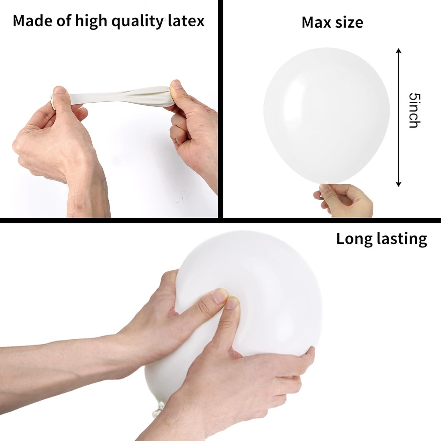 White Latex Balloons 5in 120pcs Thick for Party & Wedding Decor
