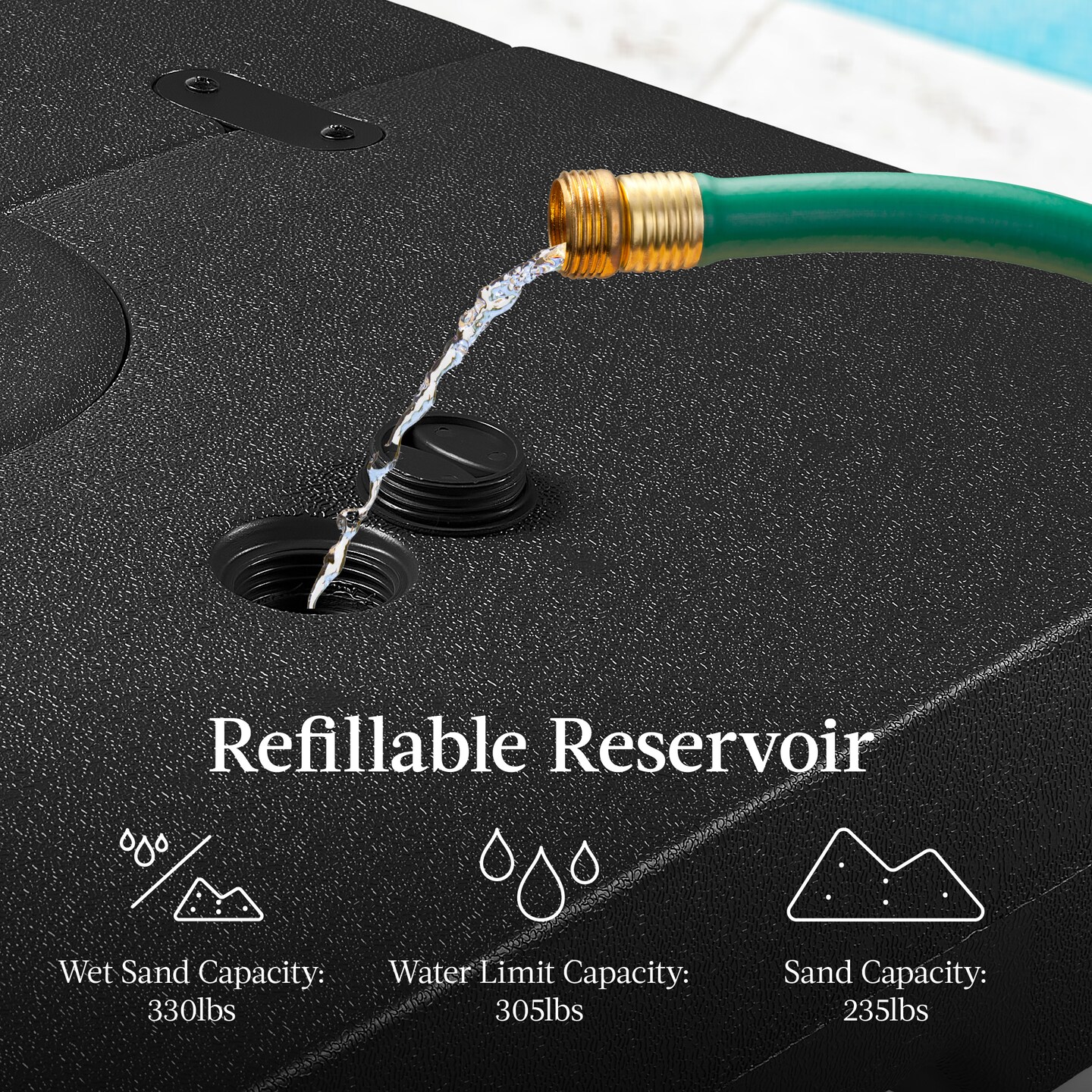 Best Choice Products 330lb Capacity Fillable Heavy-Duty Outdoor Cantilever Umbrella Base w/ Easy-Fill Spouts
