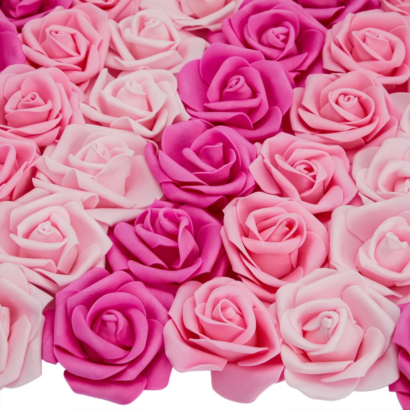 Bright Creations 100 Pack Pink Artificial Rose Flower Heads for Wall Decoration, Wedding Centerpieces, Bridal Showers Backdrop (3 Colors, 3x1.2 in)