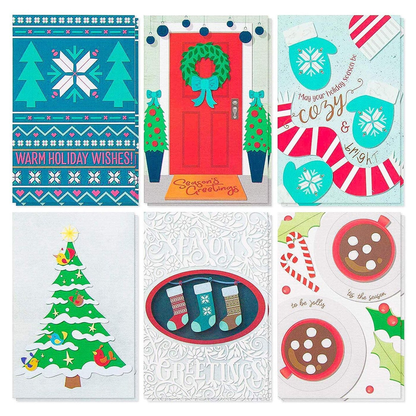 Sustainable Greetings 48 Pack Merry Christmas Cards With Envelopes 4x6 Inch, Festive Holiday Greeting Card For Xmas, 6 Red Plaid Designs