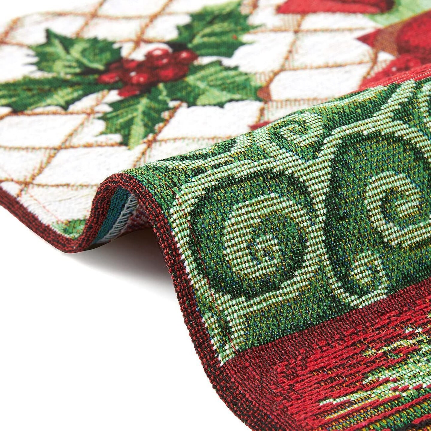 Juvale Christmas Table Placemats Set of 6, 13.5 X 18.5 Inches, Poinsettia, Gift Box, Pinecone, Christmas Ornament Design, Made from Polyester Fabric, Cloth Placemats for Decorations and Dining