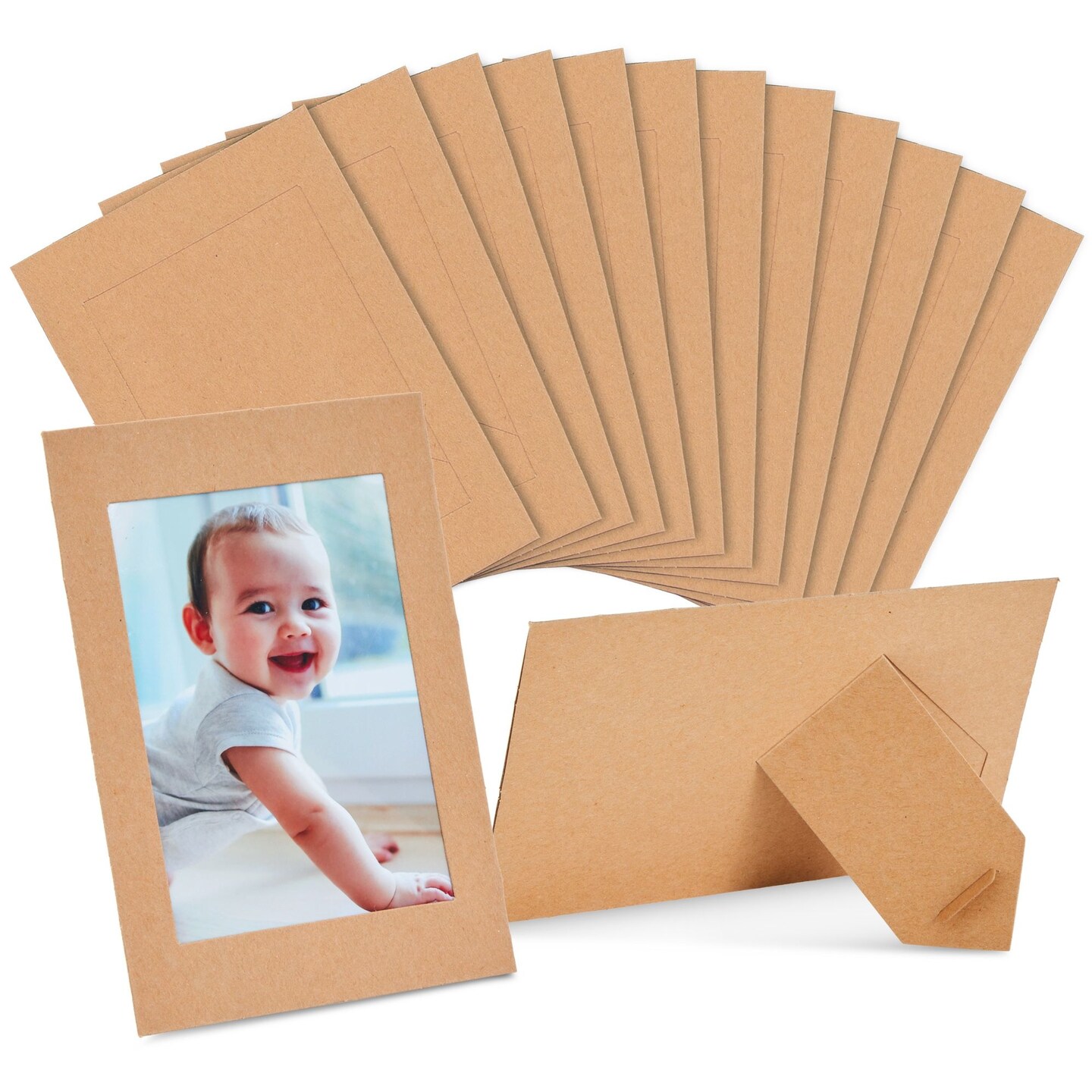 50 Pack Kraft Paper Picture Frames 4x6, Cardboard Photo Easels for DIY Projects, Crafts