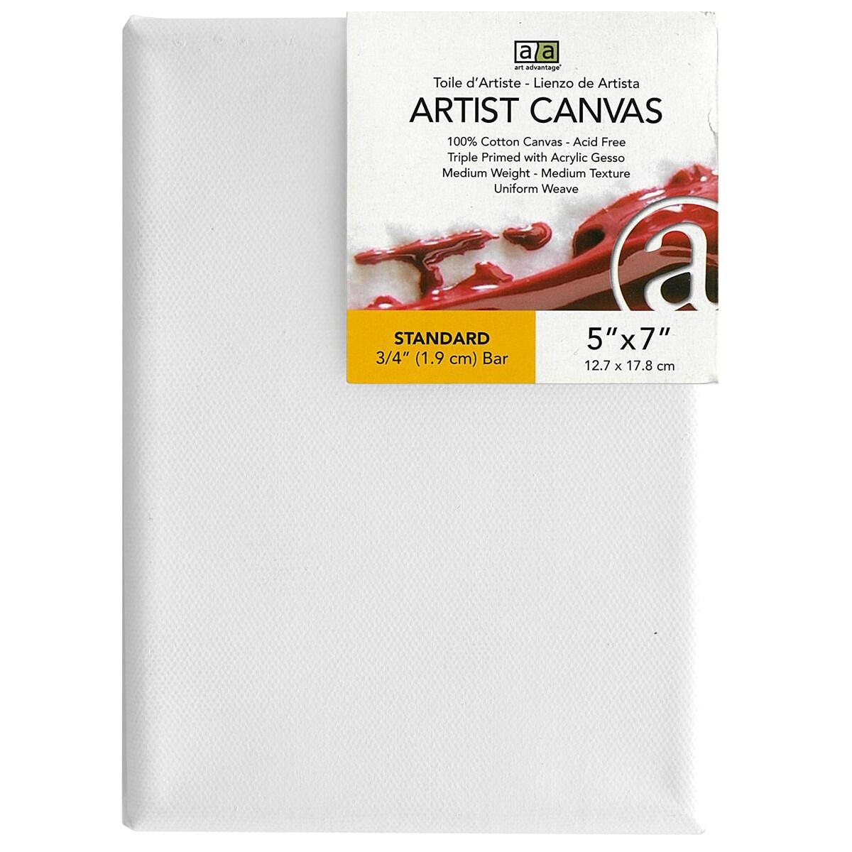 Art Advantage Artist Canvas Visual Edge 5x7, Stretched Canvas for Painting, Blank Canvas for Acrylics &#x26; Oils, Canvases for Artists, Professional Pre-Stretched Canvas