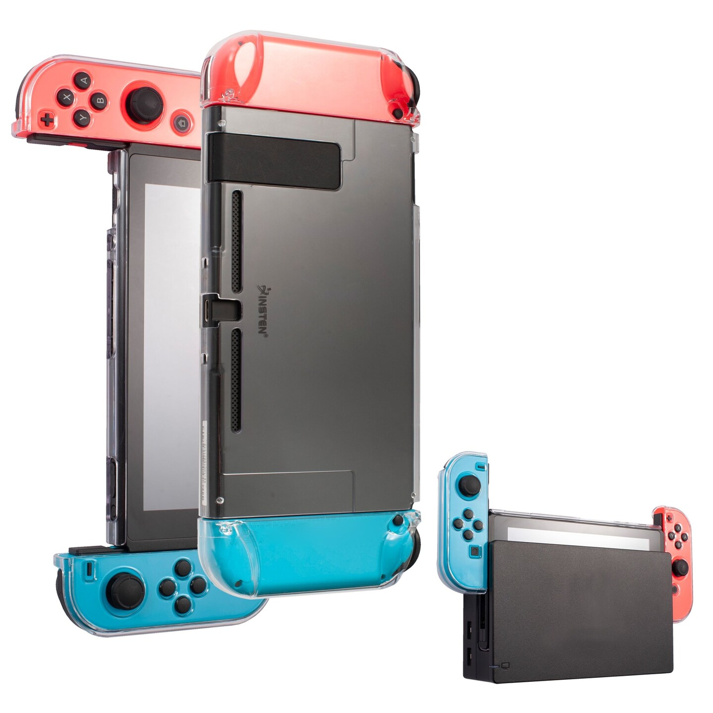 Insten Dockable Clear Case For Nintendo Switch Console and Joycon Controllers, Detachable 3-in-1 Crystal Hard Shell Protective Non Slip Cover