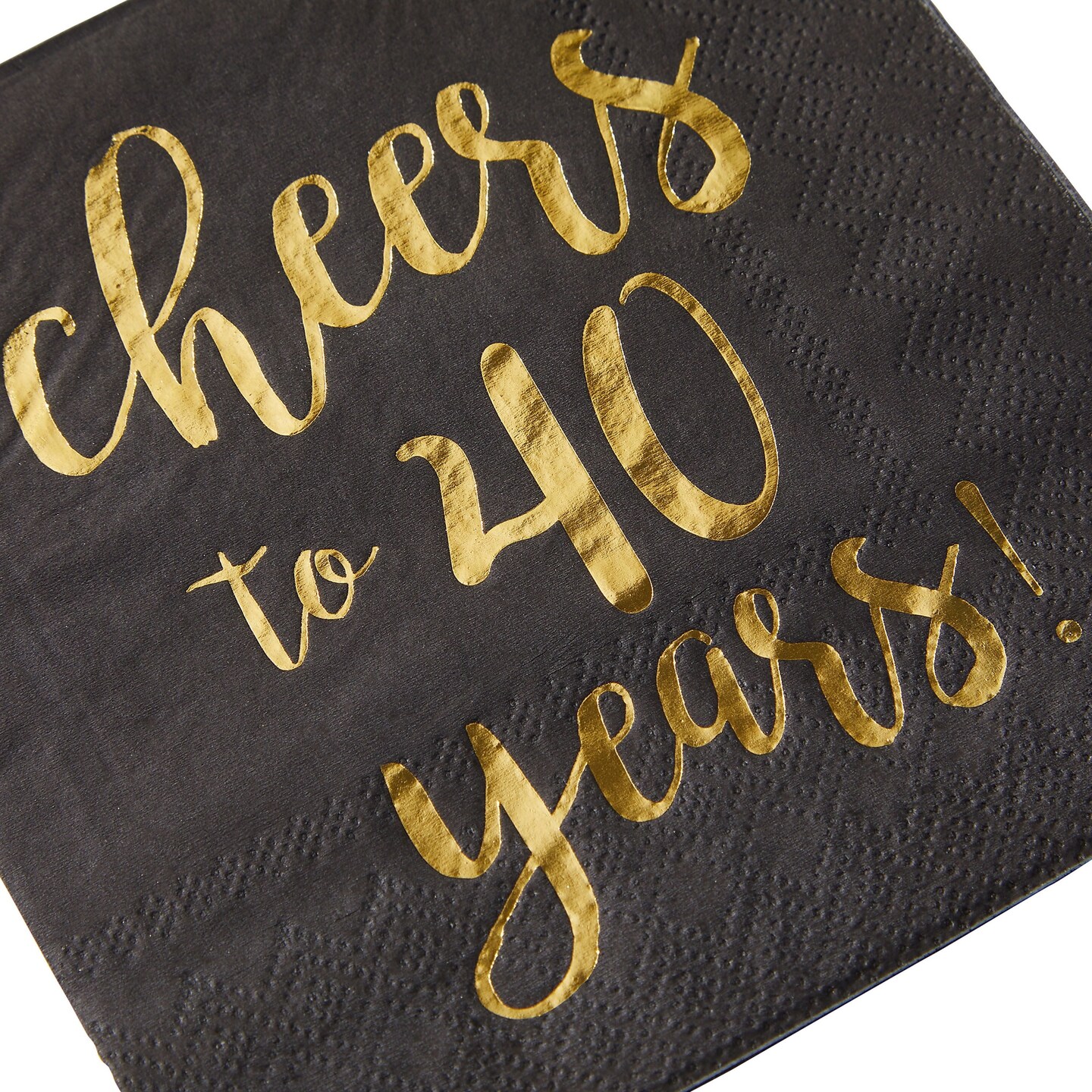 50 Pack Cheers to 40 Years Cocktail Napkins for 40th Birthday, Anniversary Party Supplies, 3-Ply, Black and Gold Foil (5 x 5 In)