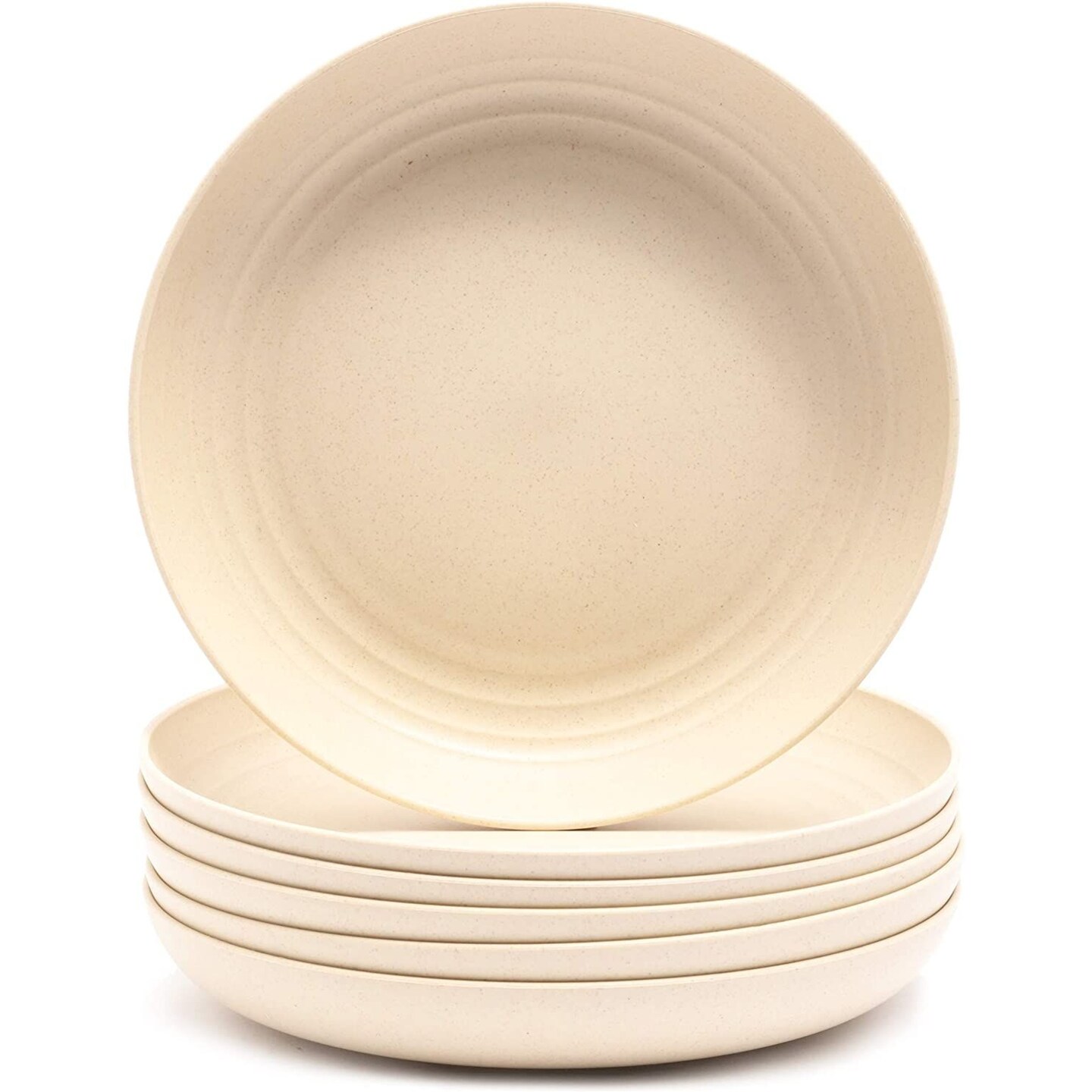 6-Pack Wheat Straw Plates 8.75&#x22; Unbreakable Dishwasher &#x26; Microwave Safe Eco-Friendly Tableware, Beige