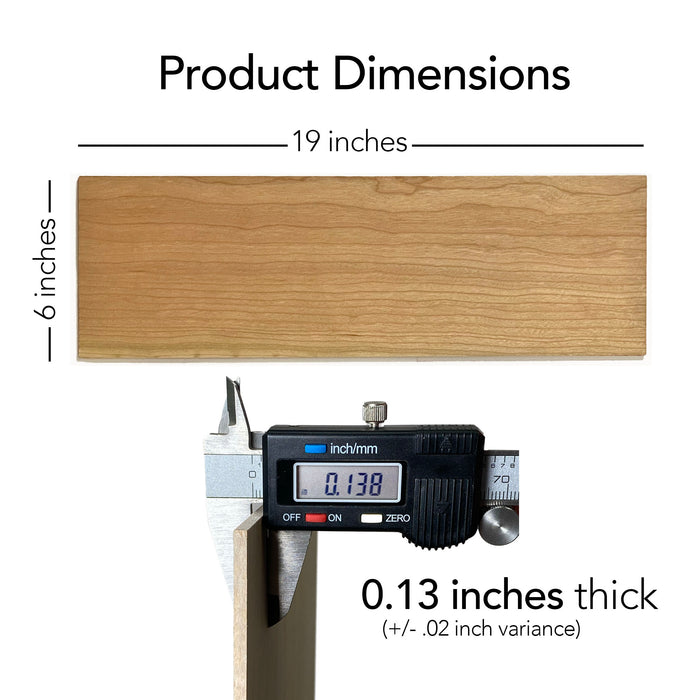 Solid Hardwood 6x19 inches, 0.13 inches, 1/8 inches, Unfinished or Finished | Basswood, Poplar, Mahogany, Walnut, Cherry, Maple, Cedar
