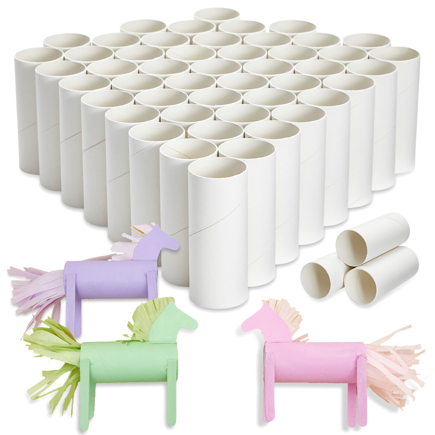 48 Pack Cardboard Tubes, Empty White Toilet Paper Rolls for Crafts, Classroom, DIY Projects (1.6 x 4 In)