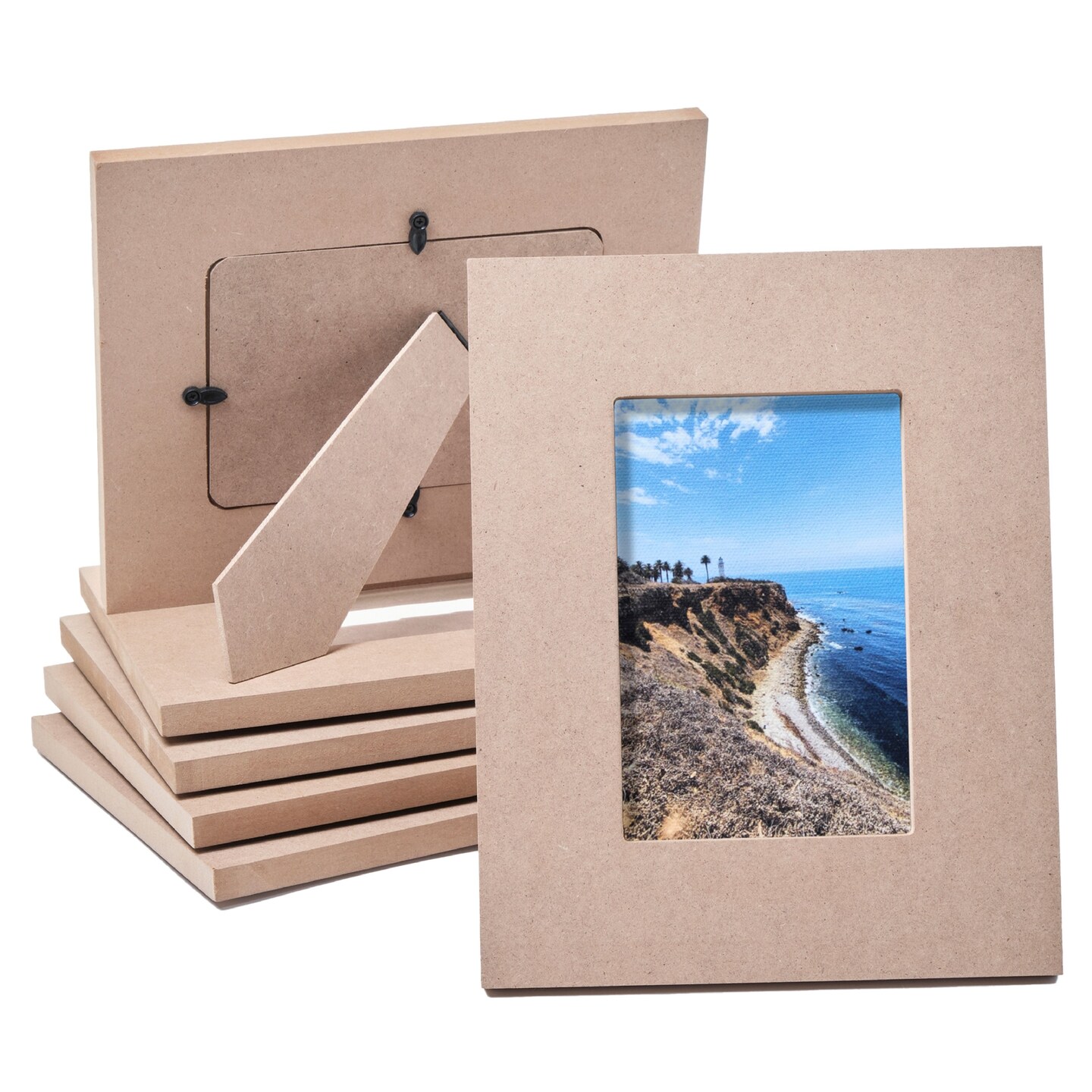 6-Pack Unfinished Wood Picture Frames, Wooden Picture Frame, DIY Wood Frame for Desk Table Top, Home, Office, All Occasions Decoration, DIY Craft Projects, Holds 4 x 6 Photo (9.5x7.5x0.5 in)