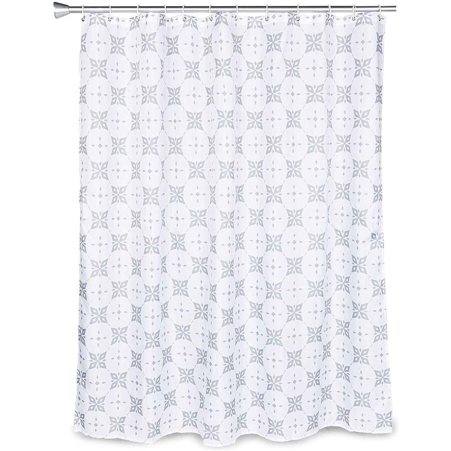 Juvale Grey Trellis Shower Curtain Set with 12 Hooks for Modern Bathroom (70 x 71 in)