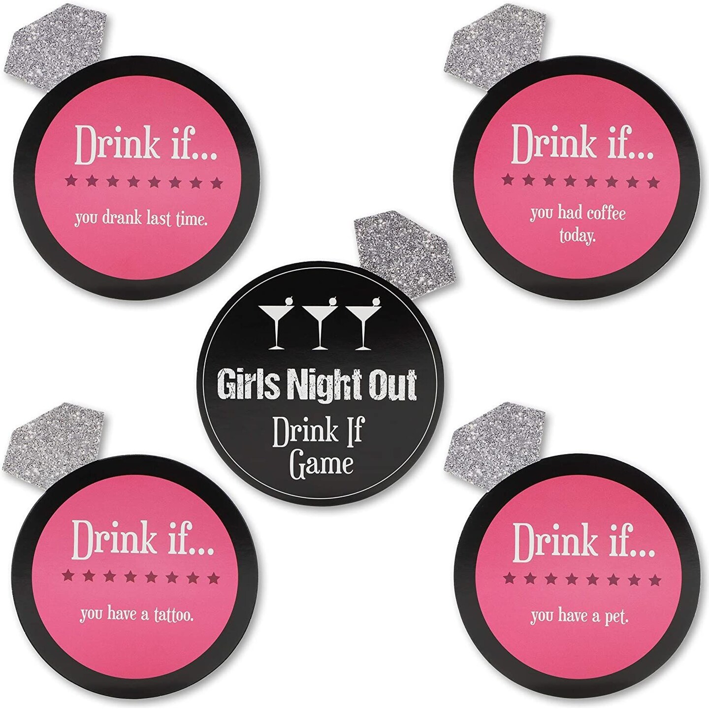 30-Pack Black &#x26; Pink Girls Night Out Game, 4.7 x 3.7 inches, For Bridal Shower &#x26; Bachelorette Party Supplies