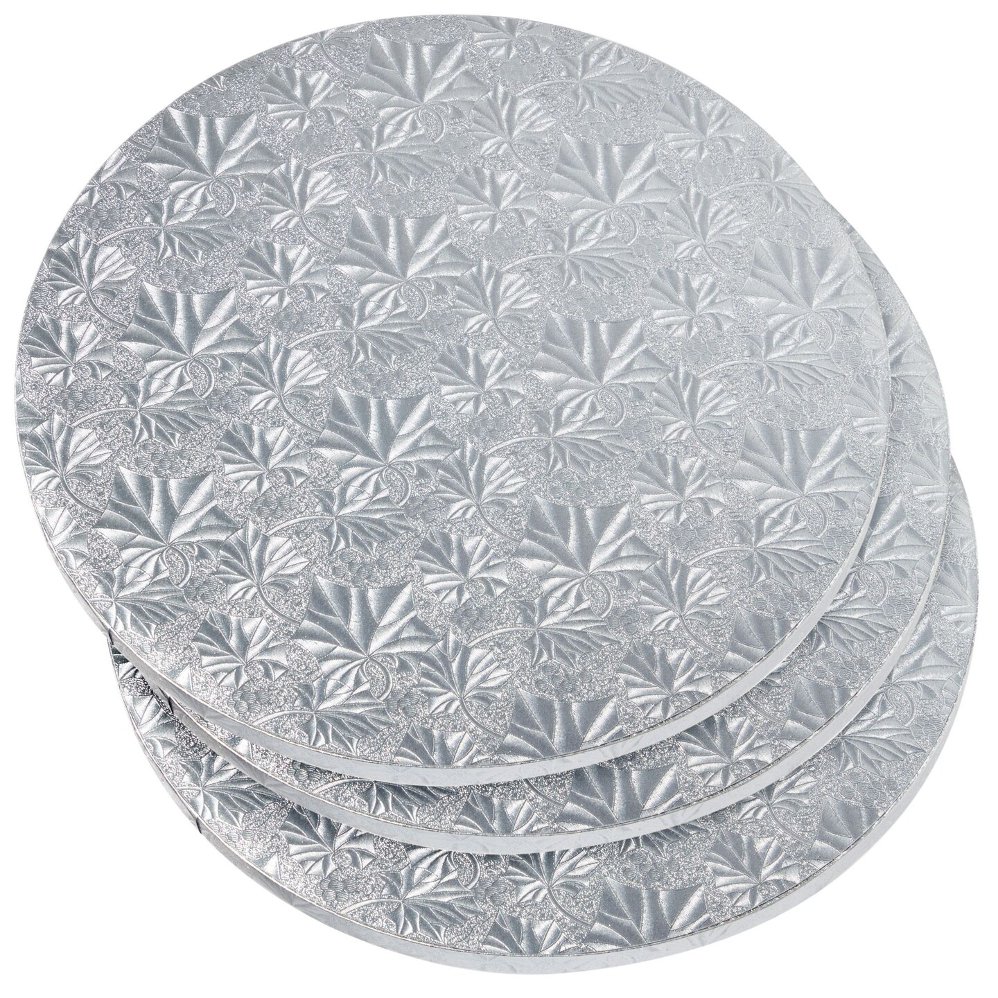 3-Pack 12-Inch Cake Boards for Wedding, Baking, Cake Decorating Supplies, Silver Foil Corrugated Cardboard for Multi-Layer Cakes, Sturdy Base for Treats and Pizza