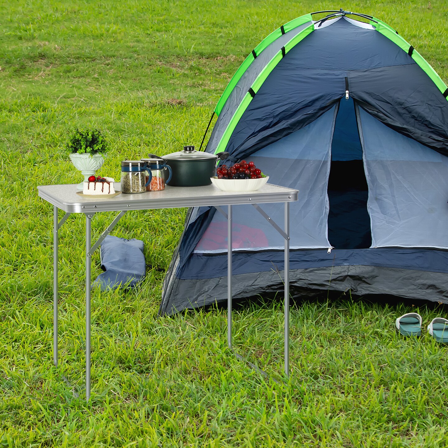 Portable Folding Camping Table &#x2013; Lightweight 31&#x22; White Outdoor Picnic Table, Waterproof MDF &#x26; Aluminum Alloy, Compact for Beach, Tailgating, Patio &#x26; Indoor Use