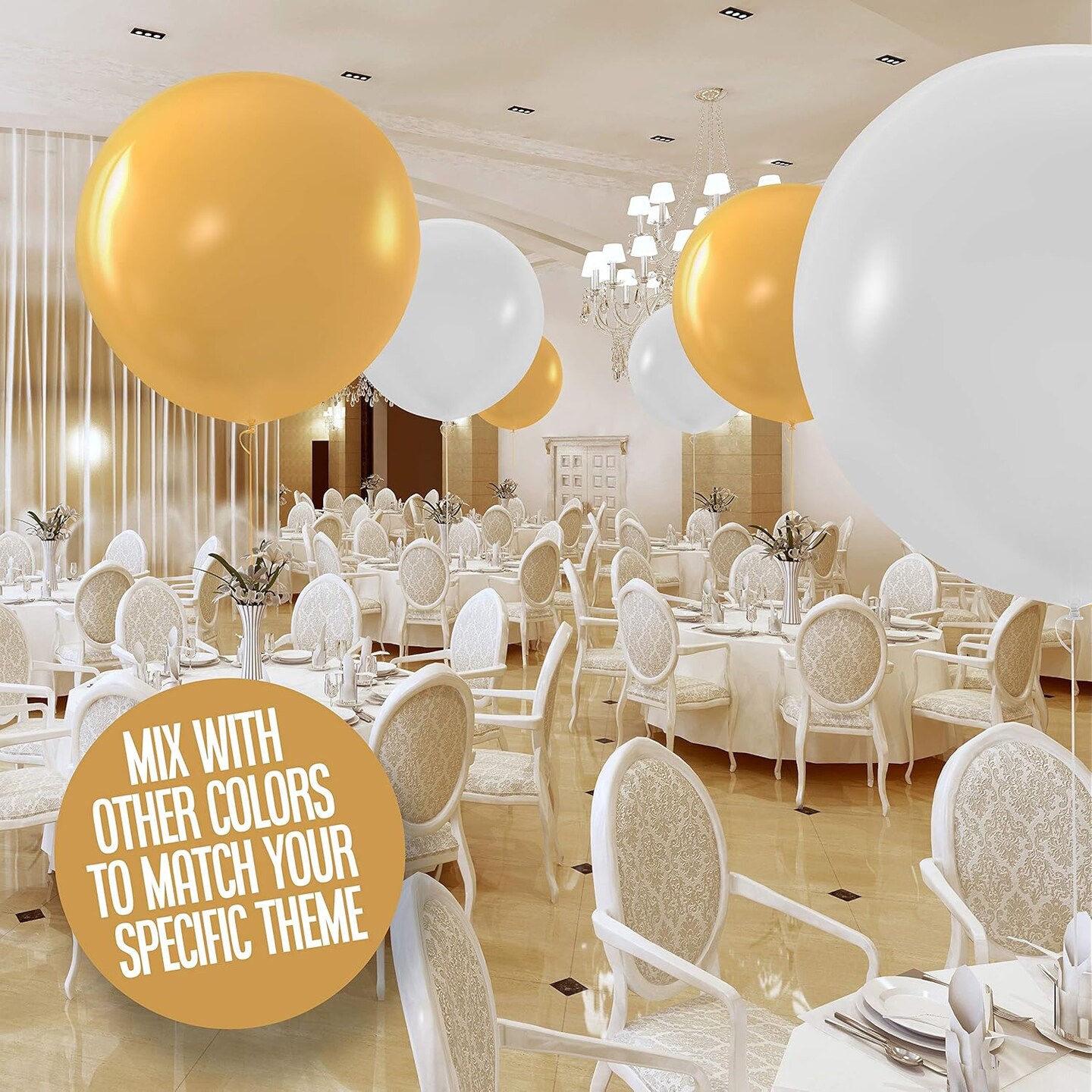 White Giant Balloons - 8 Jumbo 36 Inch for Photo Shoot, Wedding, Baby Shower, Birthday Party and Event Decoration - Strong Latex Big Round - Helium Quality