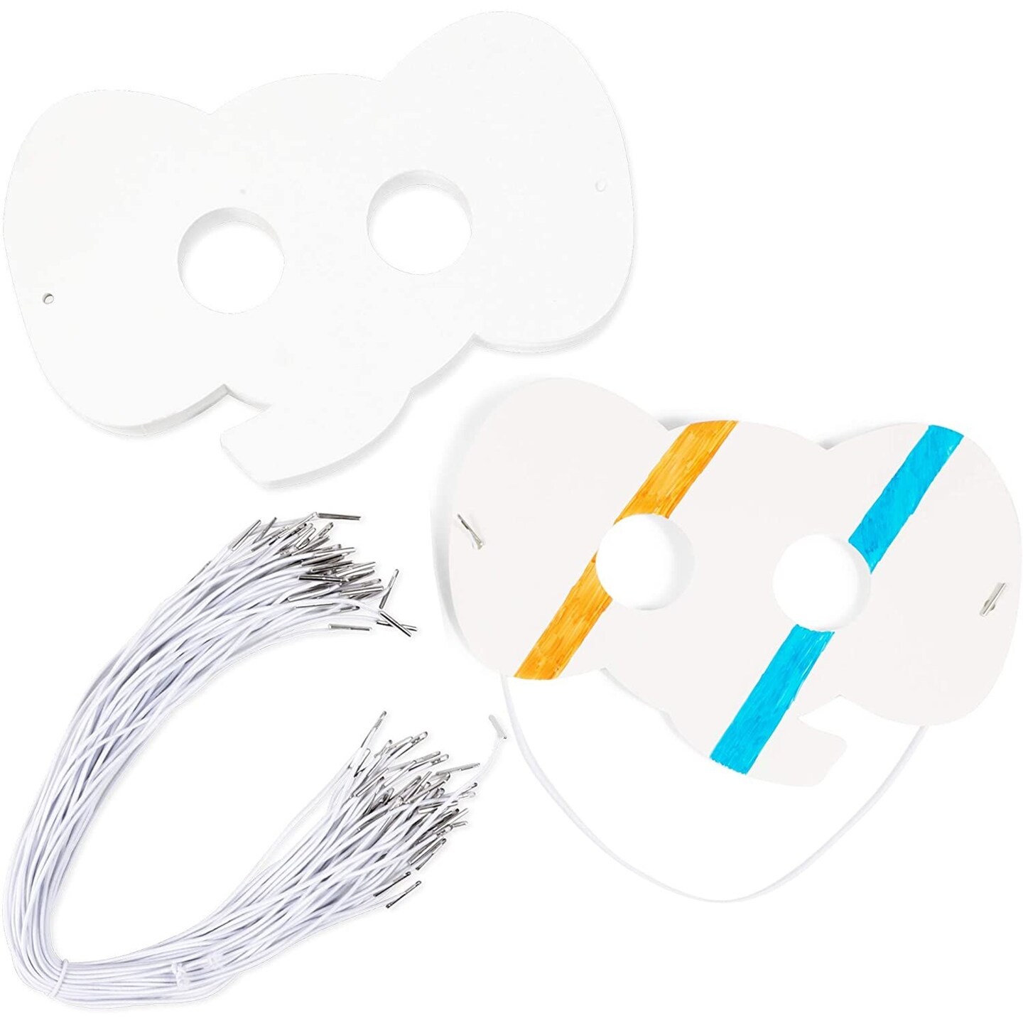 Bright Creations 3.8&#x22; x 5.9&#x22; Blank DIY Paper Elephant Mask with Elastic Band for Kids Costume Party (48 Pack, White)