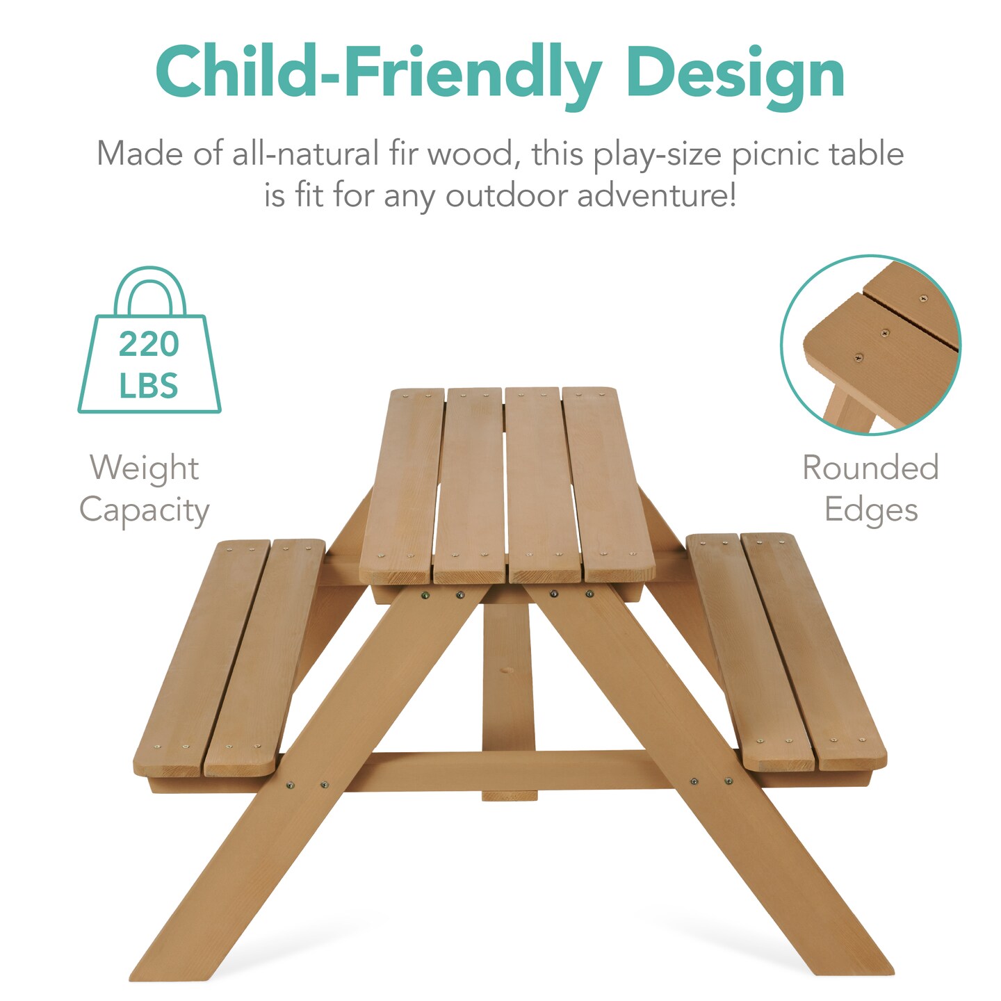 Best Choice Products Kids Wooden Picnic Table, Outdoor Activity Table w/ Adjustable Umbrella, Seats