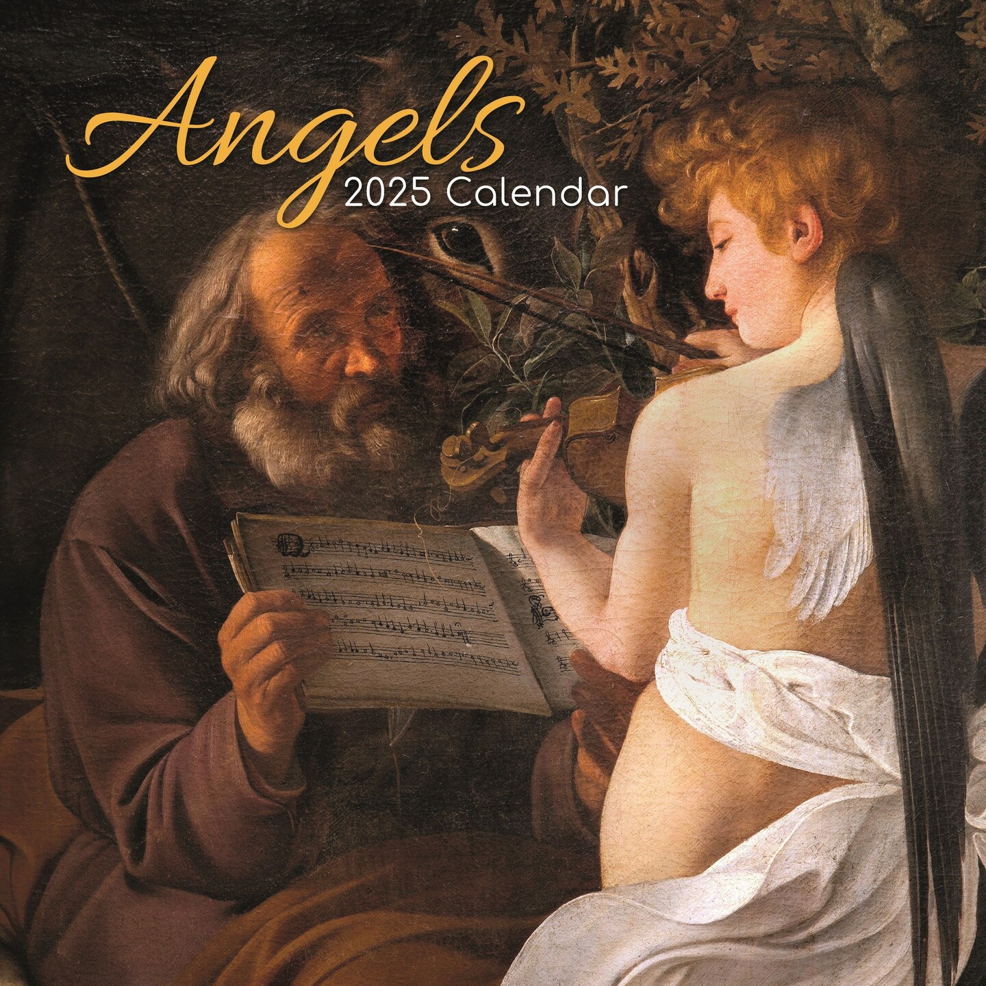 The Gifted Stationary 2025 Square Wall Calendar, Angels, 16-Month Arts &#x26; Antiques Theme Hanging Calendar with 180 Reminder Stickers, Month Planner for Home or Creative Spaces, 12x12 In