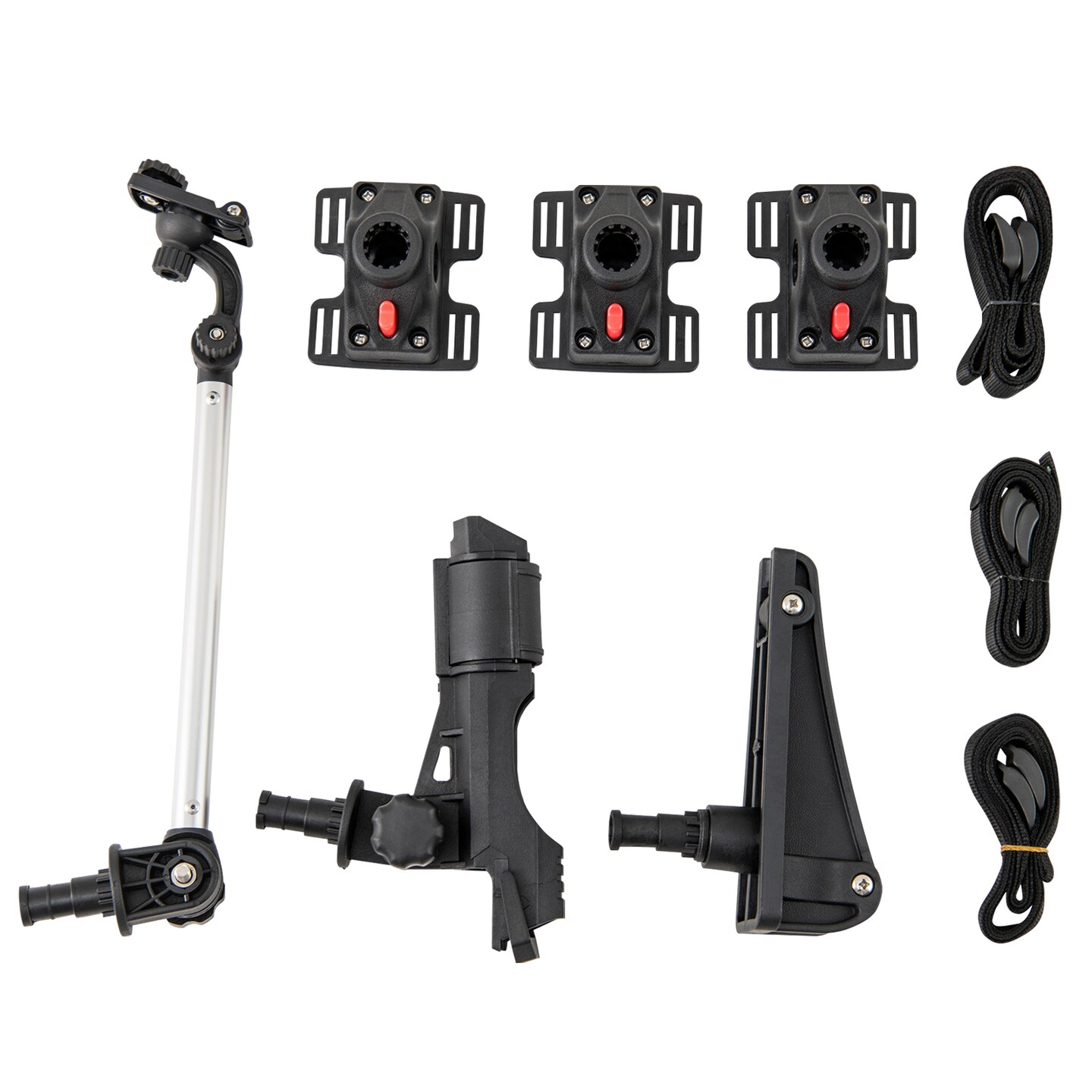 3-Piece Fishing Boat Accessory Set with Adjustable Go Pro Mount, Rod Holder, and Oar Holder