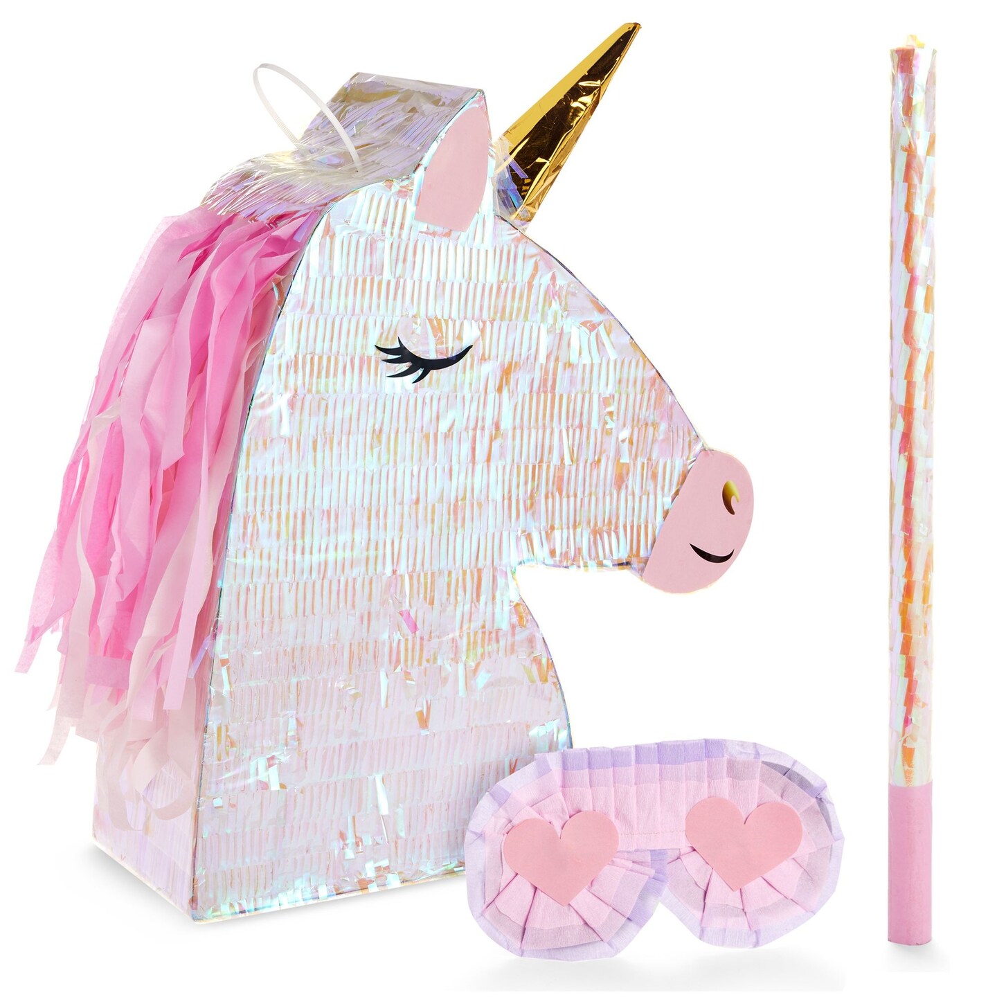 Large Unicorn Pinata Kit with Blindfold and Stick for Girls Birthday Party Decorations (20 x 14 x 5 In) 184546152011038738