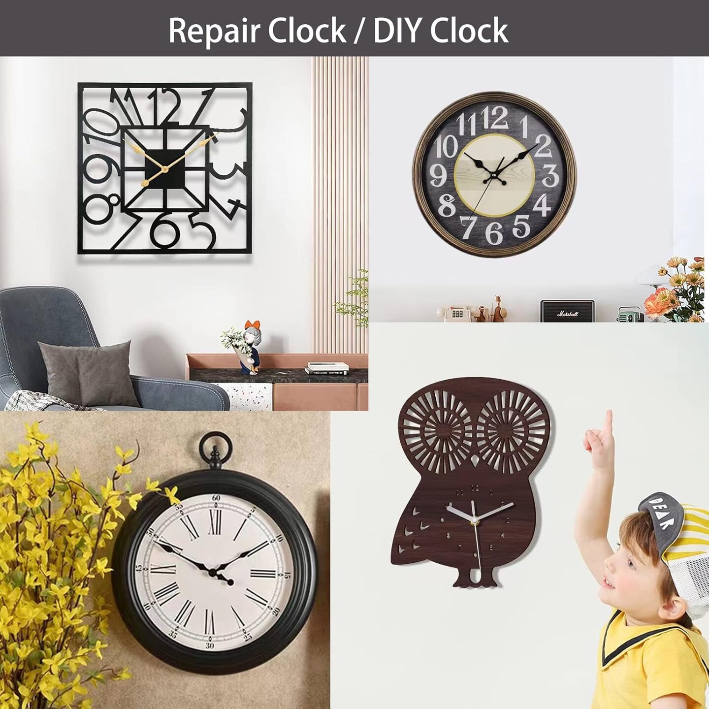 Clock Mechanism, 5/16 inches - 59/64 inches Shaft Length Quartz Wall Clock Motor Replacement, Clock Parts Battery Operated (No Clock Hands)