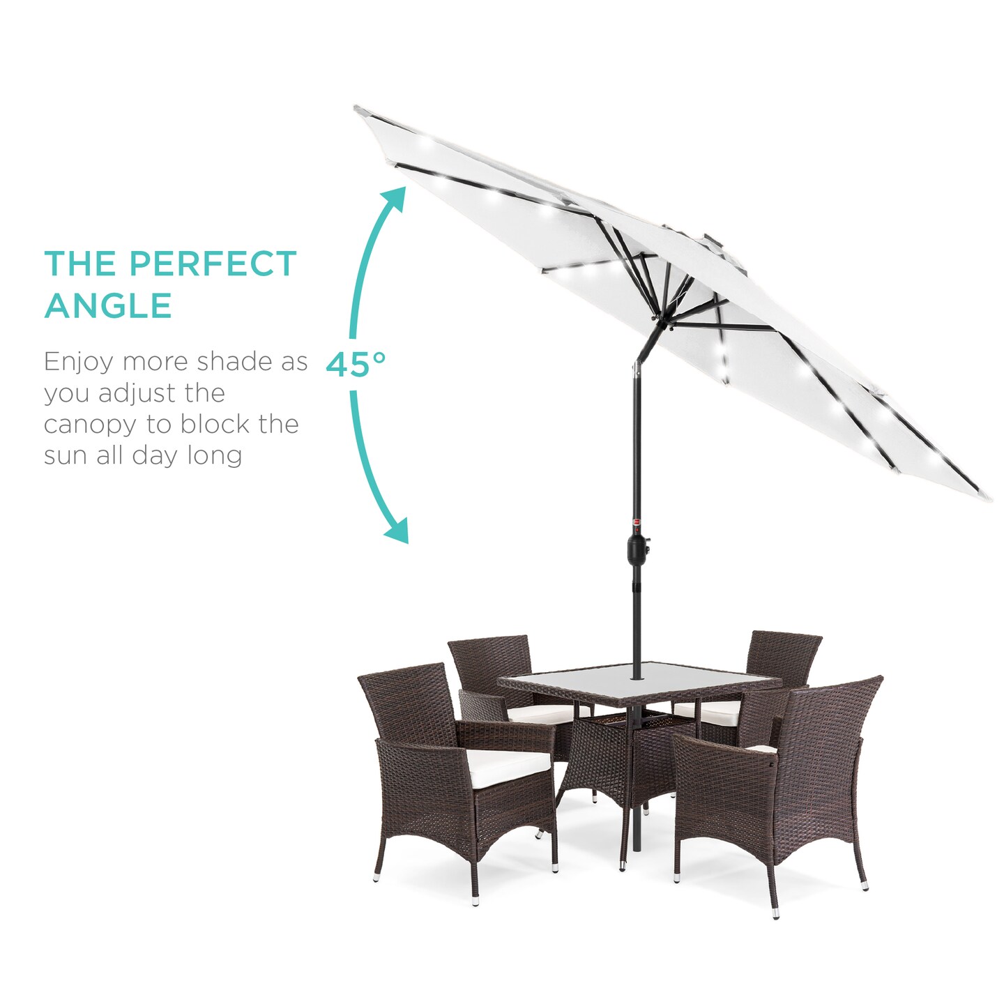 Best Choice Products 10ft Solar LED Lighted Patio Umbrella w/ Tilt Adjustment, UV-Resistant Fabric