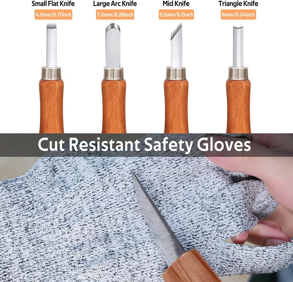 Wood Carving Set Whittling Knives 12PCS Kids Christmas Gift Walnut Hand Carving Tools Set Kit for Adults Woodworking DIY