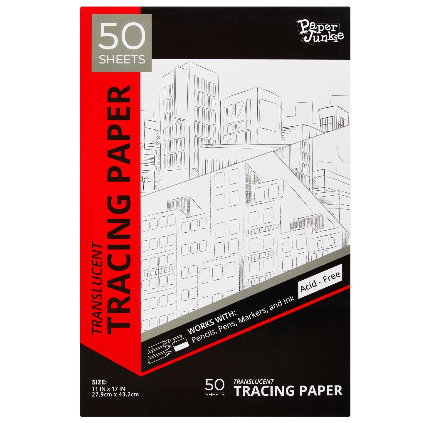 50 Sheets 11 x 17 in Translucent and Printable Vellum Paper for Drawing, Sketching & Card Overlays