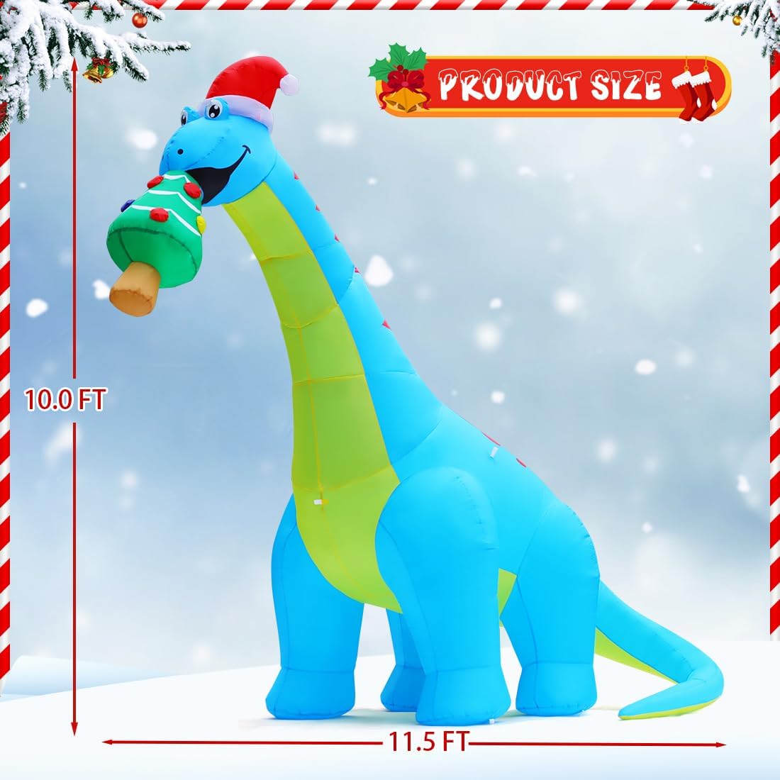 10FT Christmas Inflatables Outdoor Decorations, Blow Up Dinosaur Eat Christmas Tree Shake Dinosaur with Built-in LEDs for Christmas Indoor Outdoor Yard Lawn Garden Decorations
