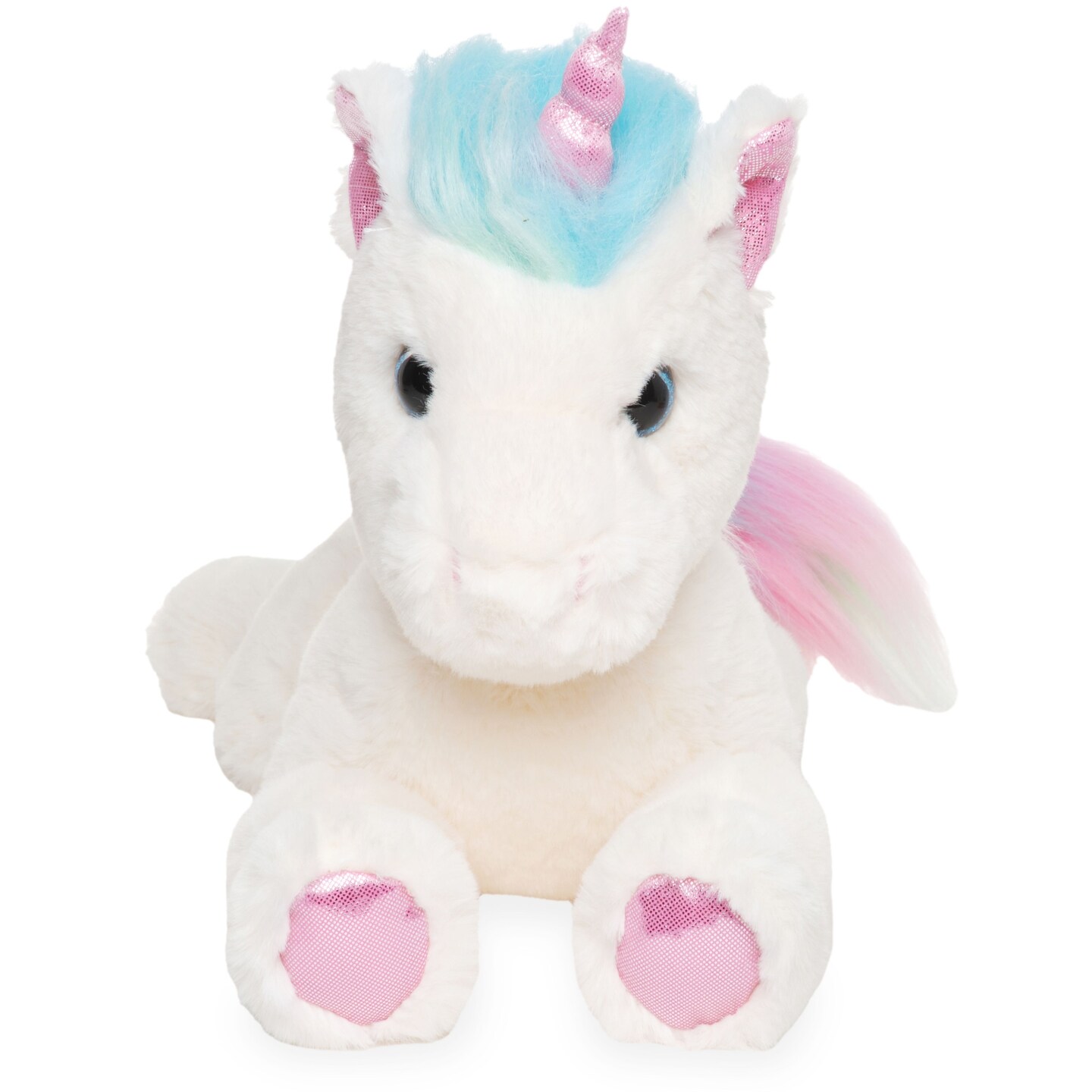 Bearington Rainbow Shimmers The White Unicorn Plush, 17 Inch Unicorn Stuffed Animal