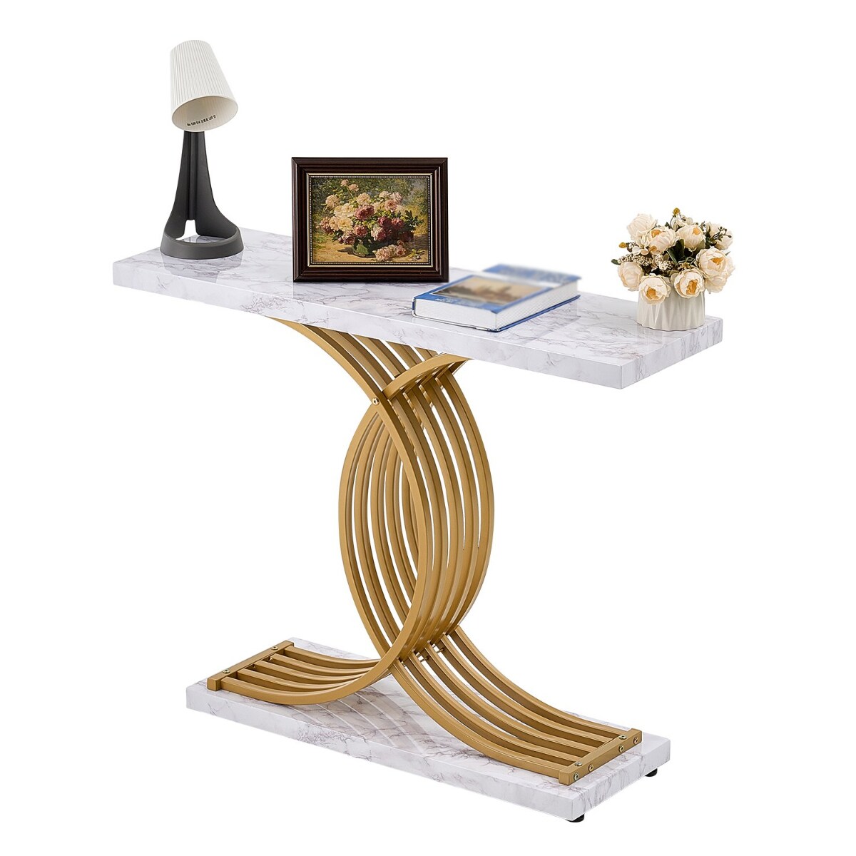 Narrow Console Sofa Table 39.4 Inch Behind Couch Entryway Table