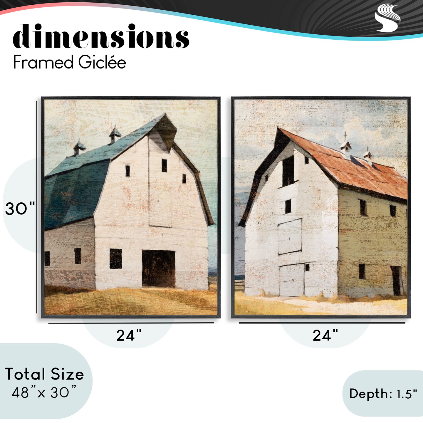 Stupell Industries Rustic Big Barns 2pc Framed Giclee Set, design by Susan Jill