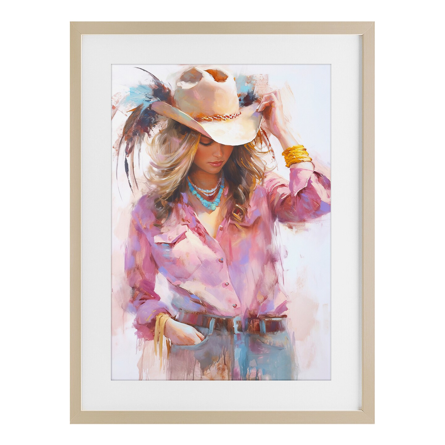 Stupell Industries Cowgirl Hat Reflections Framed Print Under Glass, design by Tina LeCour