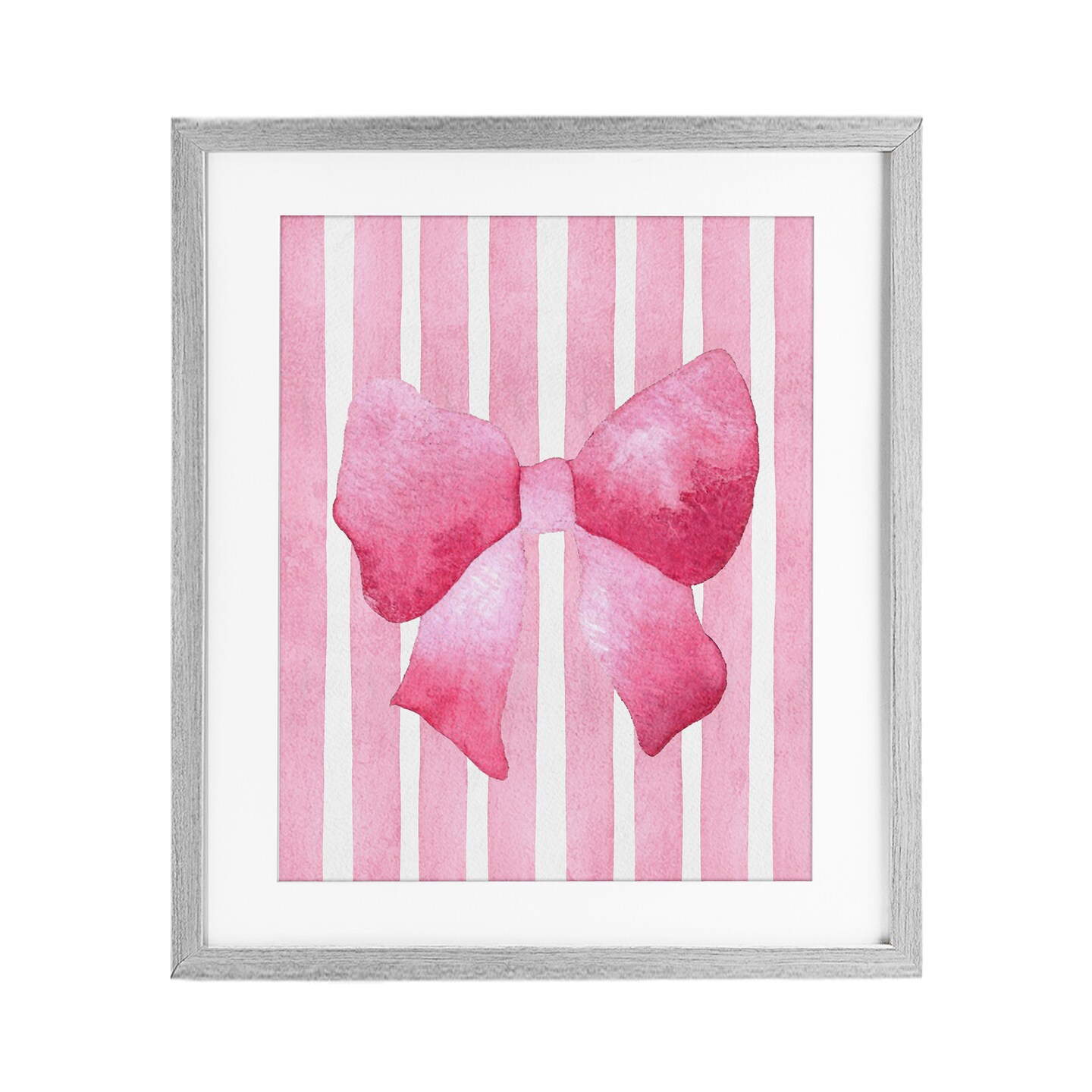 Stupell Industries Chic Bow on Pink Stripes Framed Print Under Glass, design by Camila Juncos
