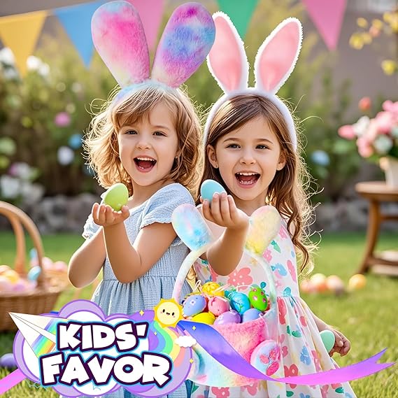 Bunny Ears and Tail for kids,Bunny Headbands with Pink Bunny Gloves/Bakset and Bunny Costume for Girls