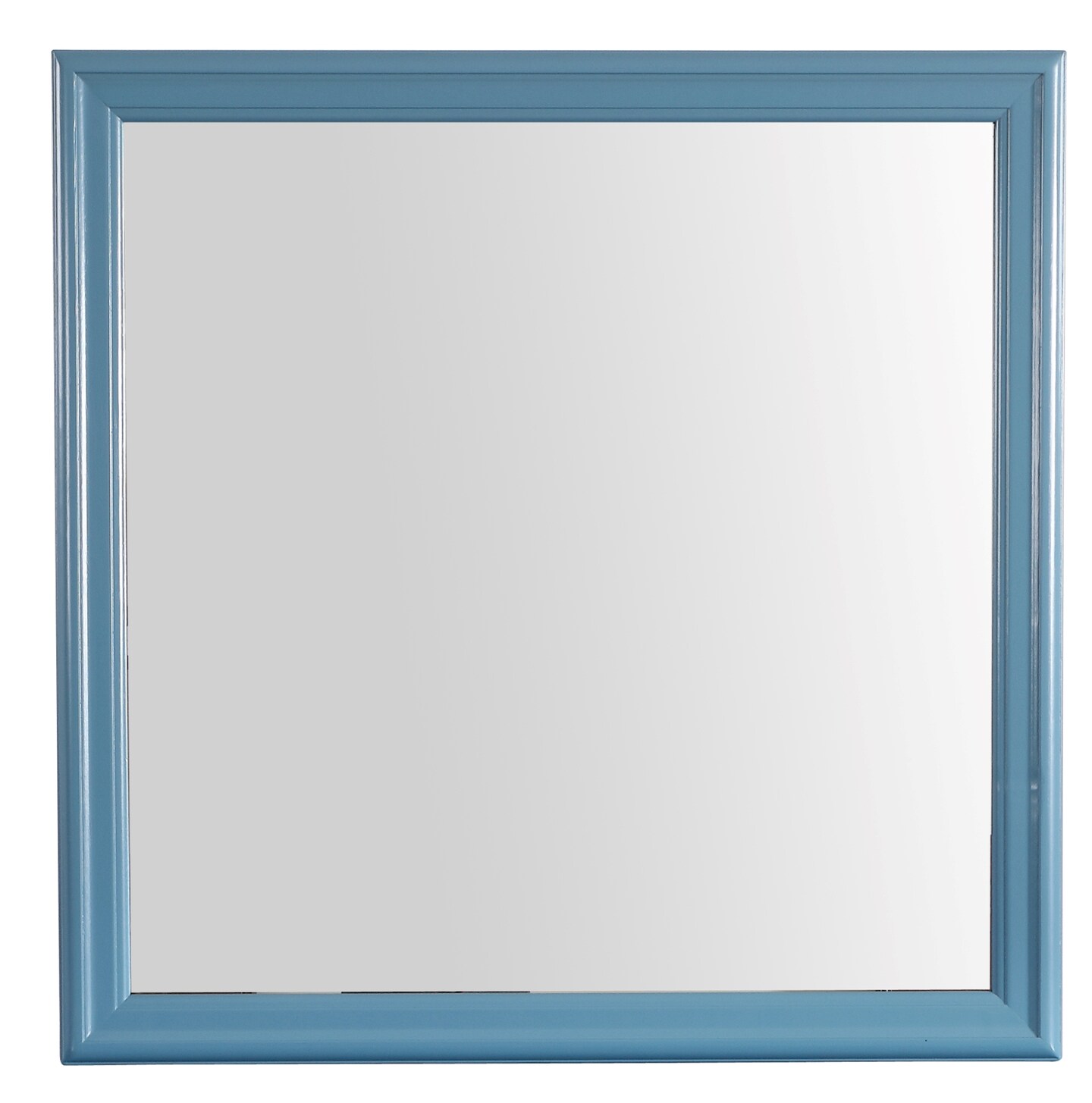 Contemporary Home Living Wooden Framed Square Dresser Wall Mirror - 38&#x22; - Blue