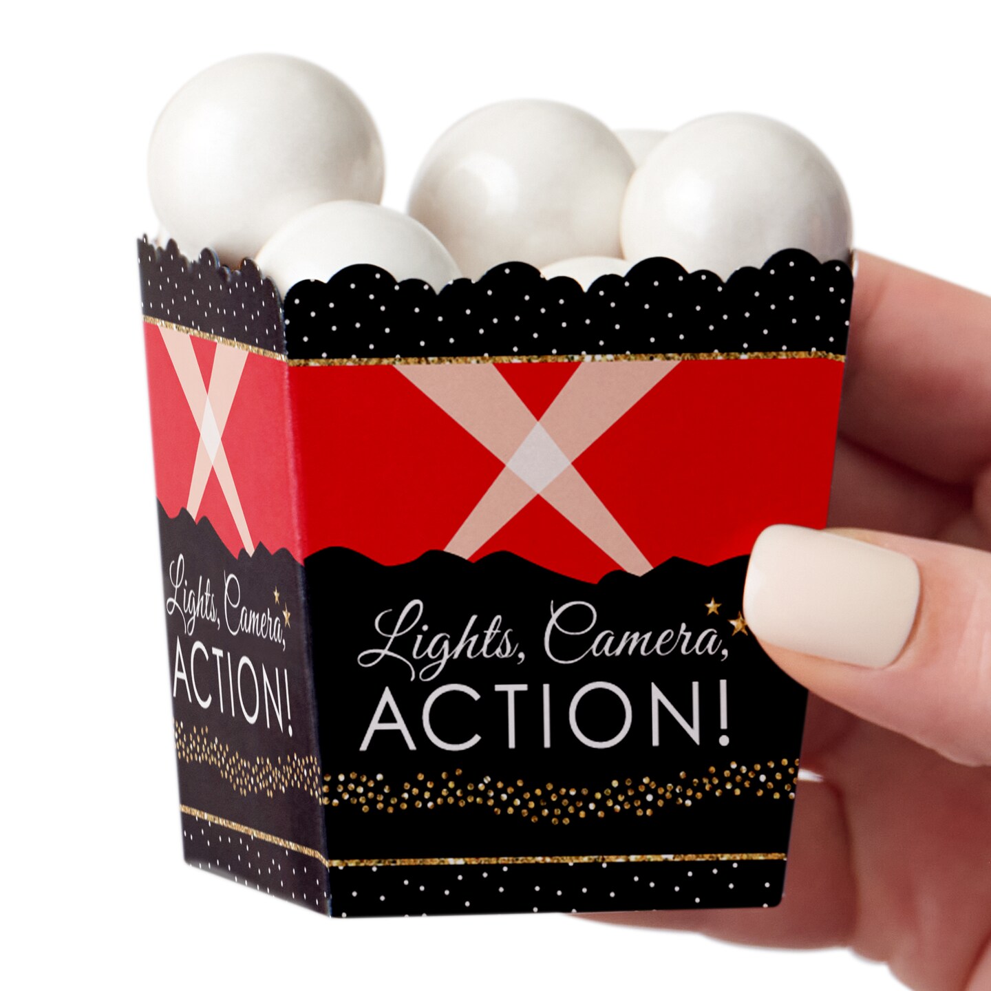Big Dot of Happiness Red Carpet Hollywood - Party Mini Favor Boxes - Movie Night Party Treat Candy Boxes - Set of 12