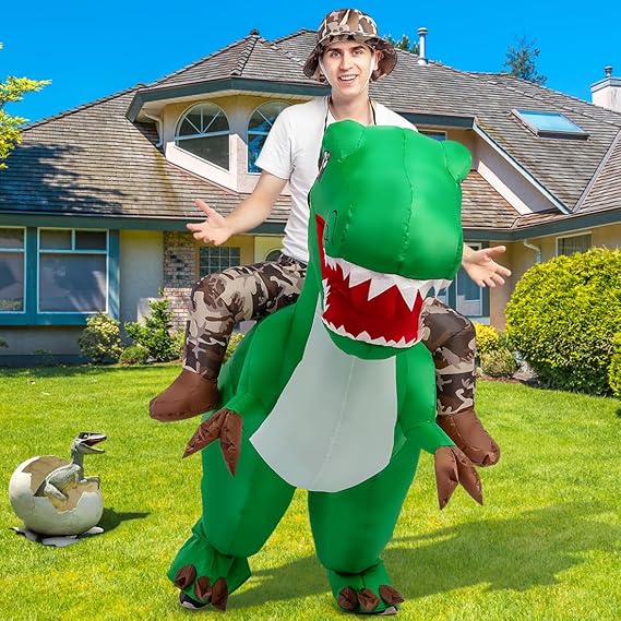 GOOSH Inflatable Dinosaur Halloween Costume Riding T Rex Air for Kids and Adults